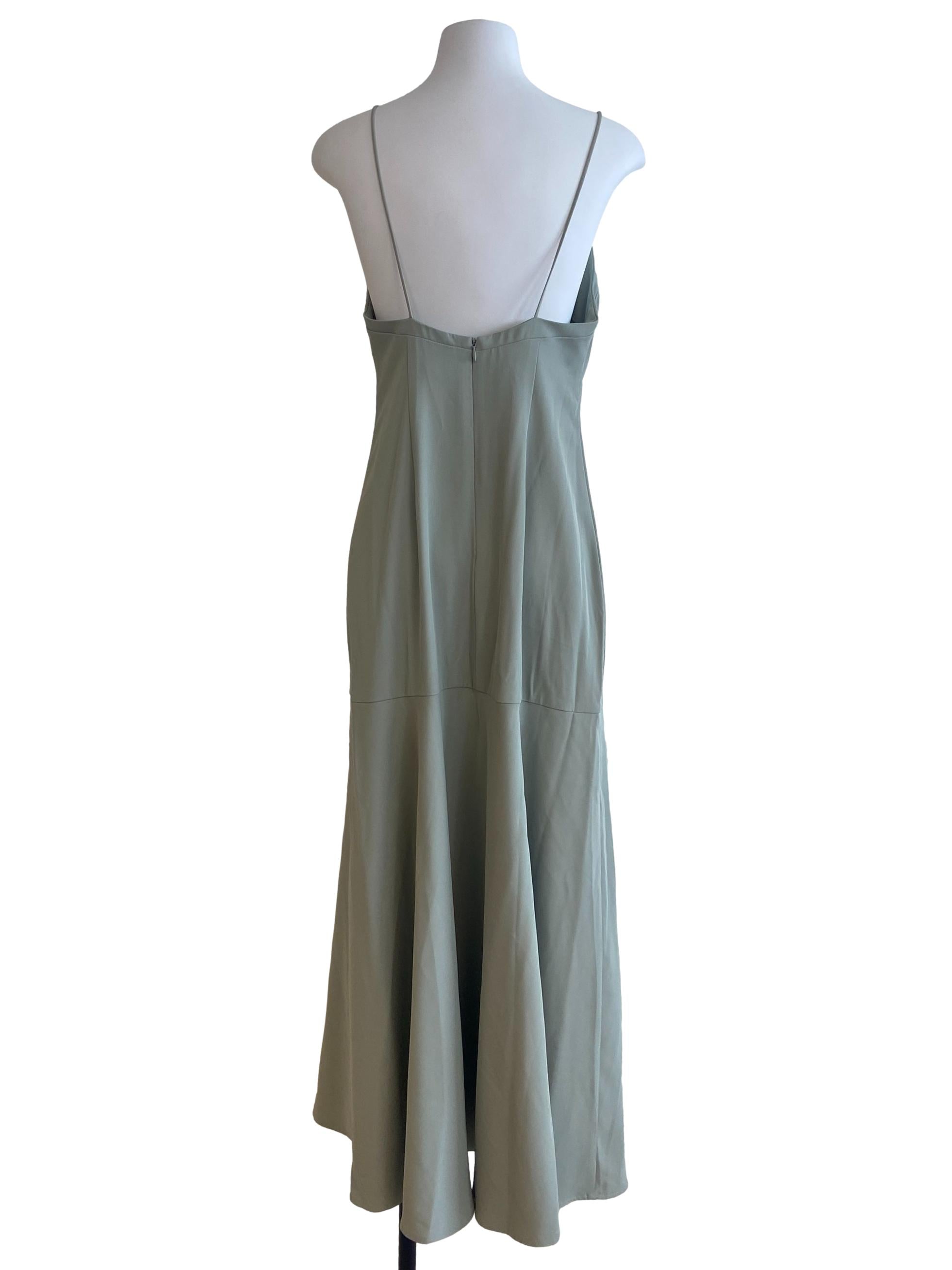 Mint Green Spaghetti Straps Twill Maxi Dress
