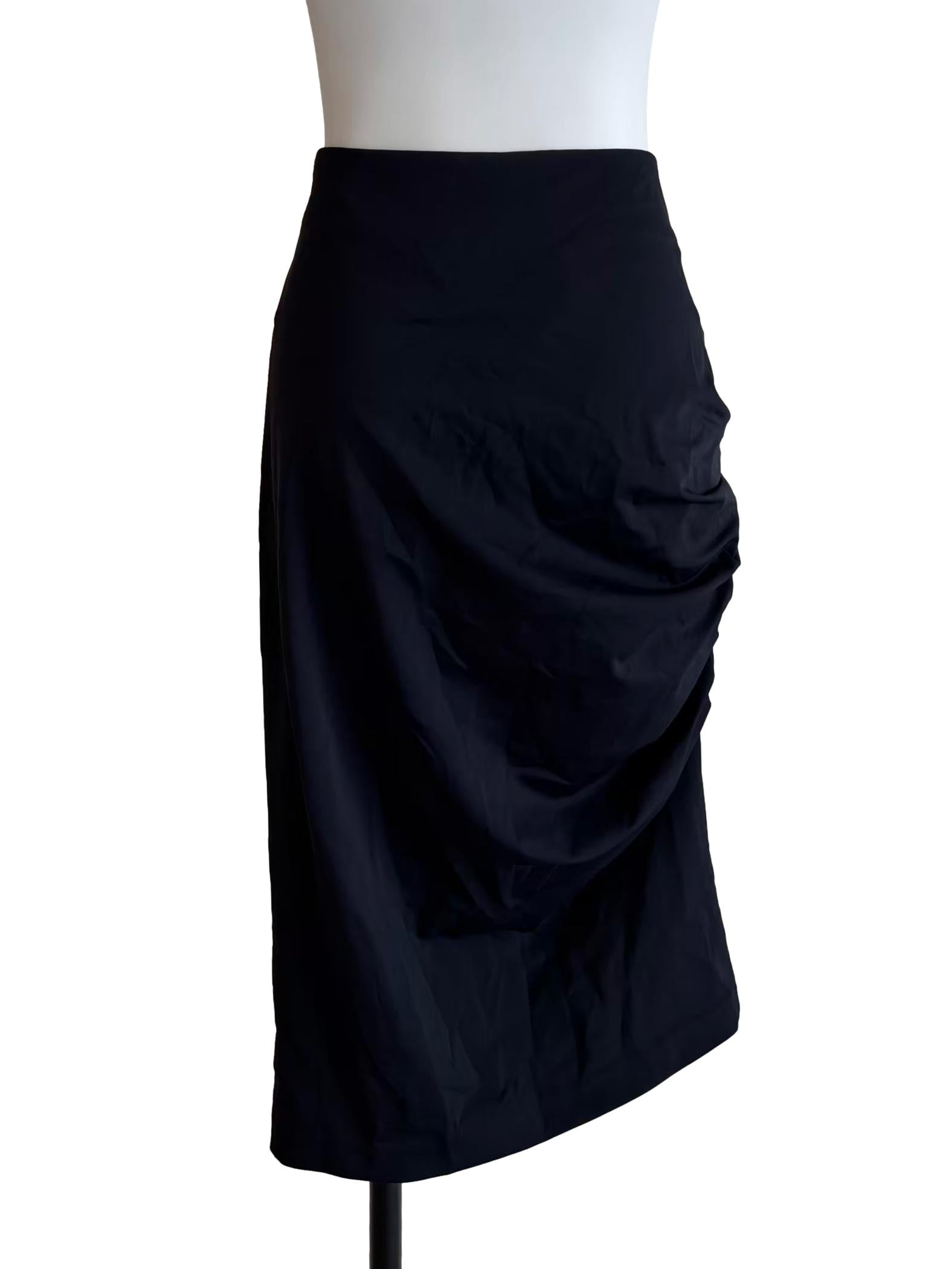 Parisian Black Ruched Pencil Skirt