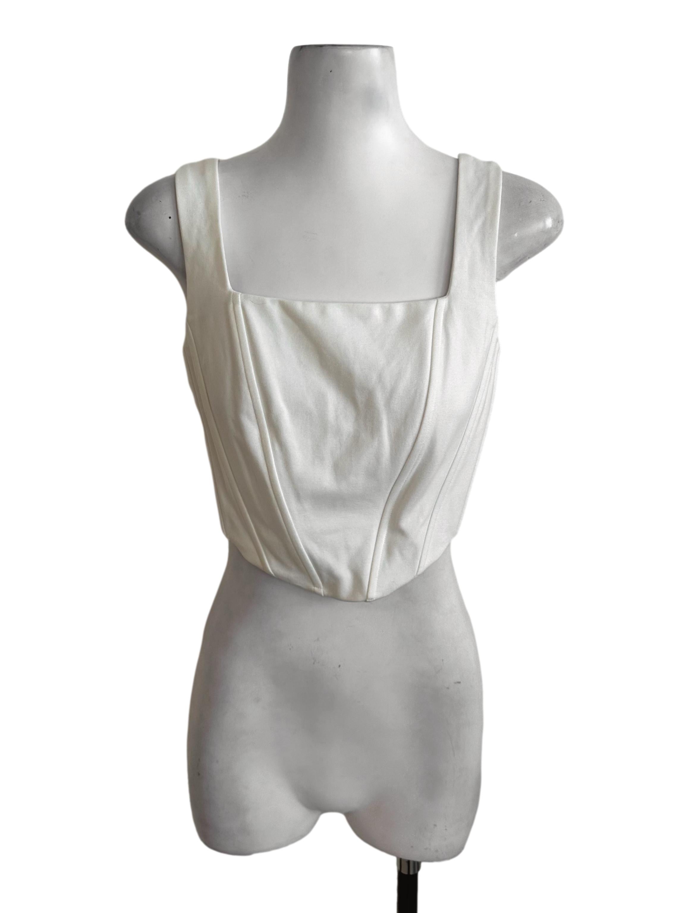 Off White Square Neck Panel Top