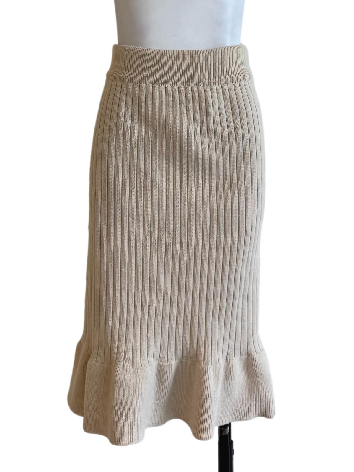 Nude Knitted A-Line Skirt