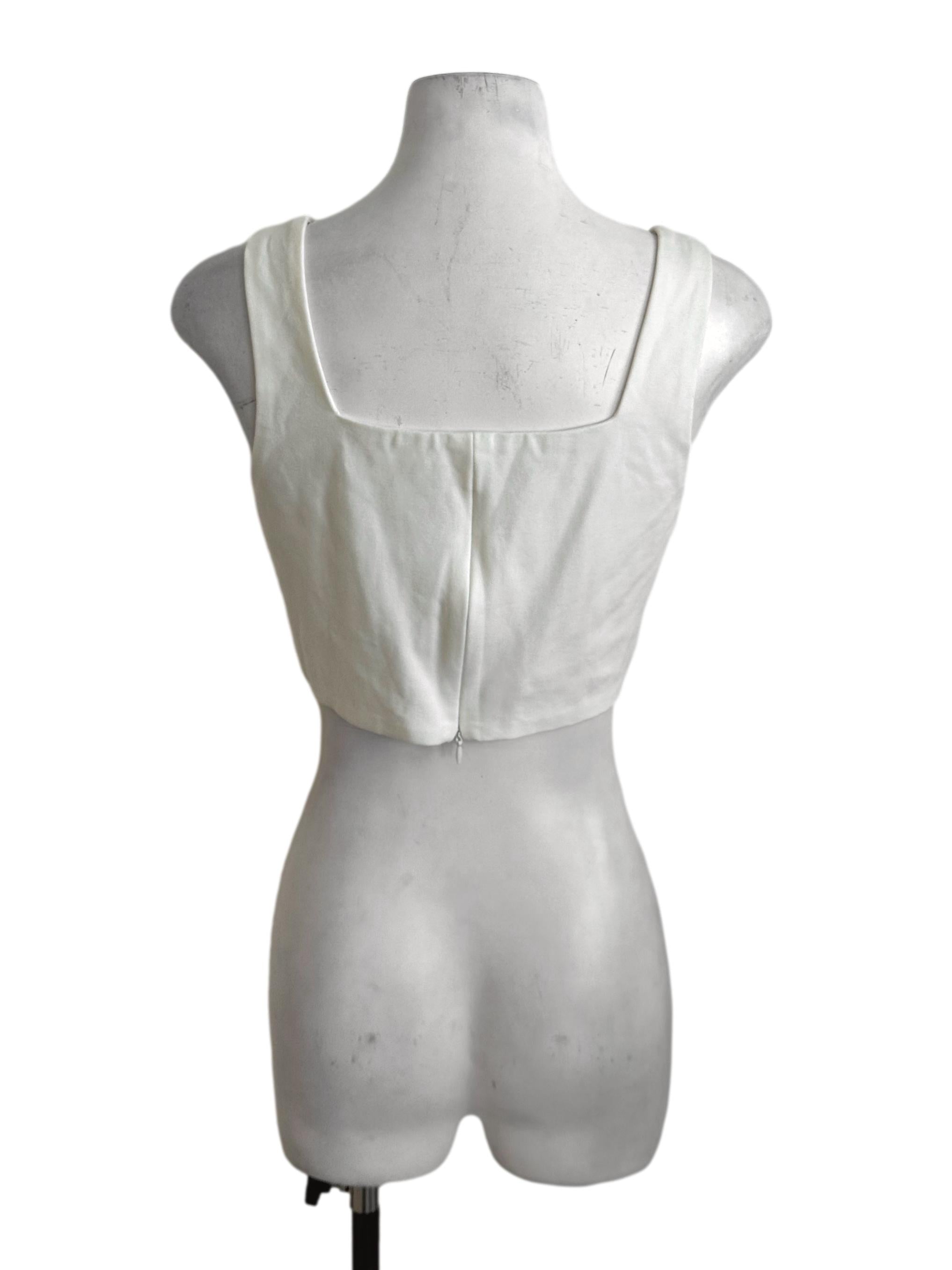 Off White Square Neck Panel Top