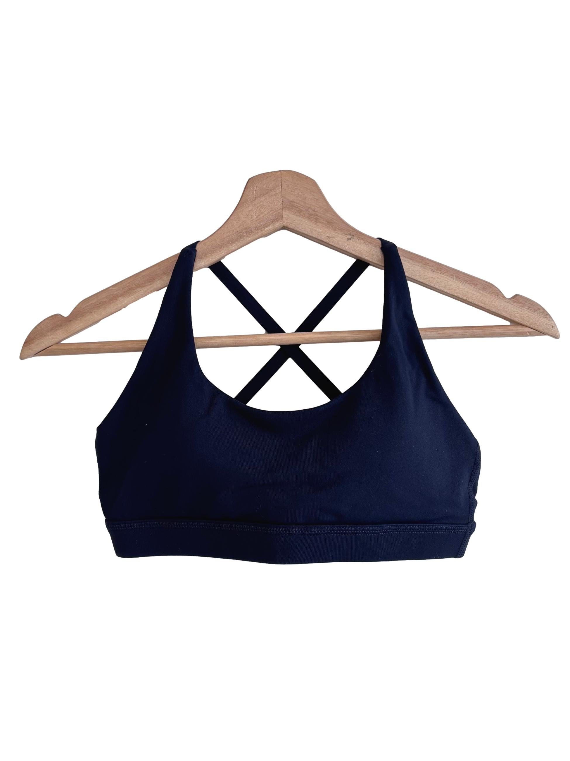 Dark Blue Cross Back Sports Bra