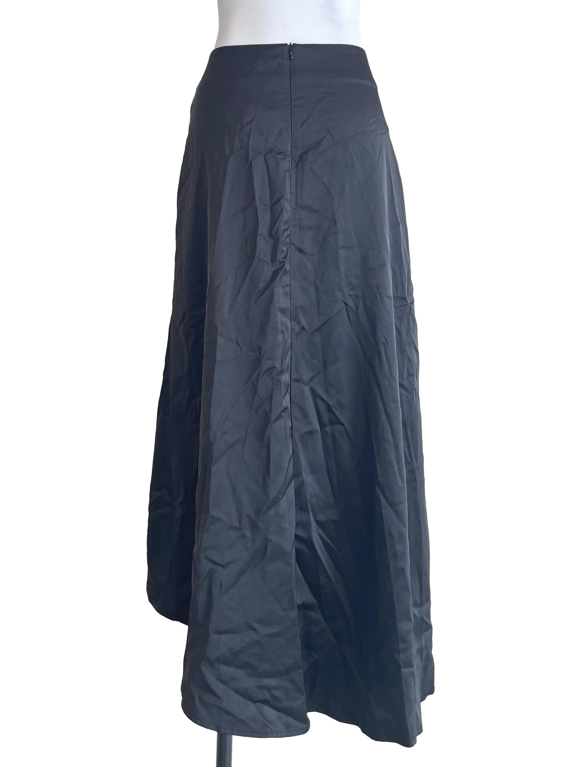 Ink Black Drapped A-Line Skirt
