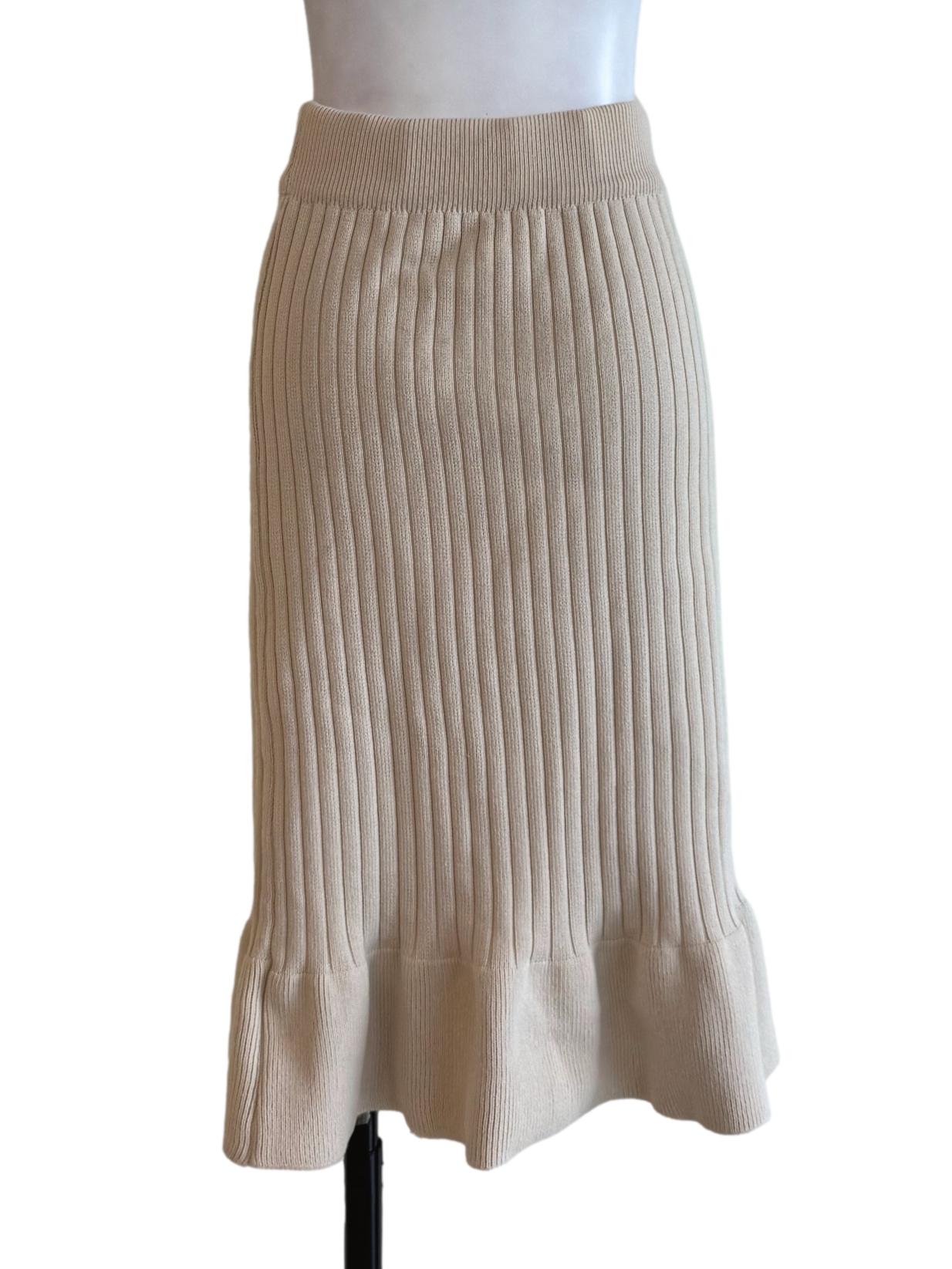 Nude Knitted A-Line Skirt