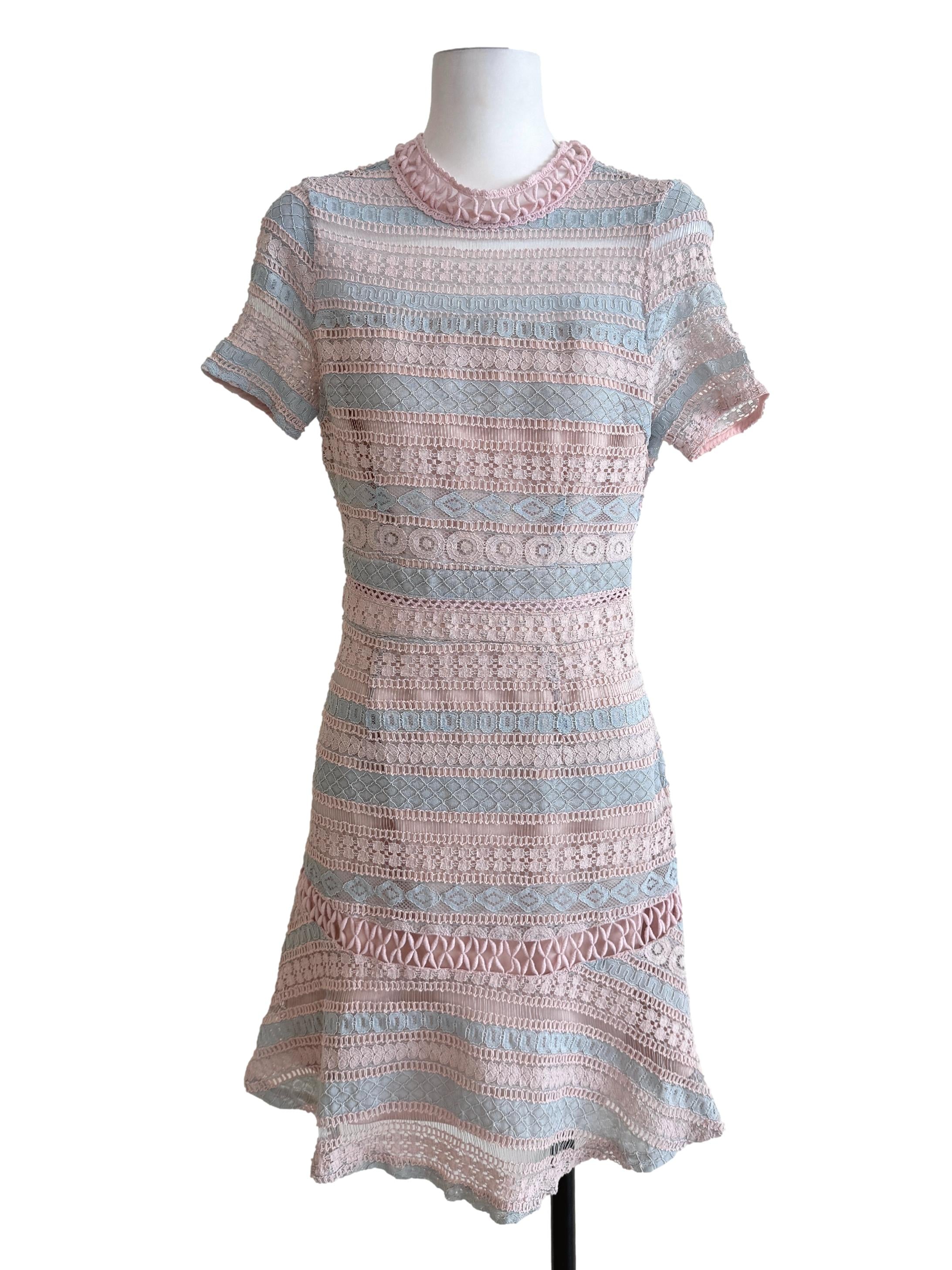 Multicolour Lace Open Back Dress