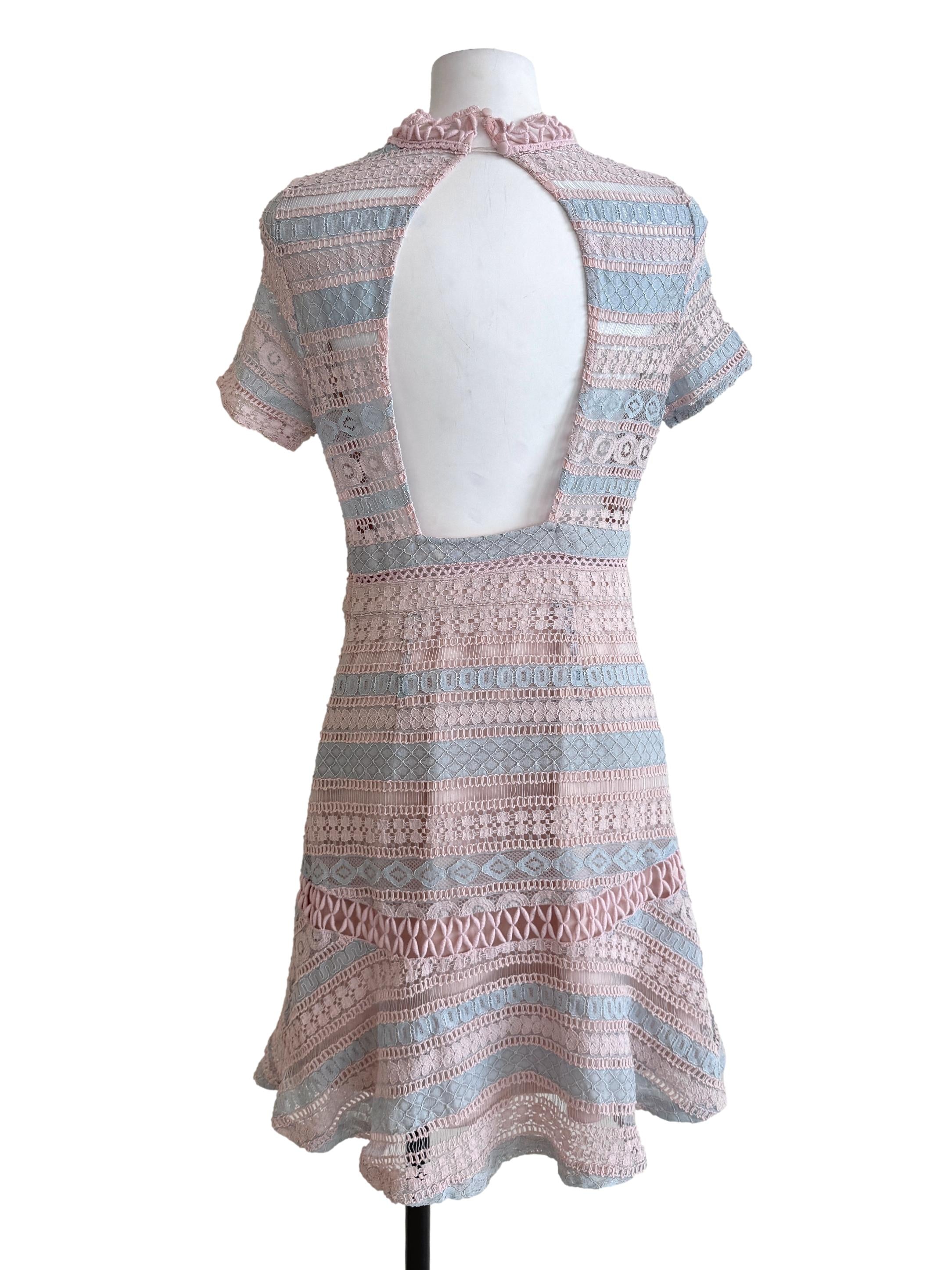 Multicolour Lace Open Back Dress