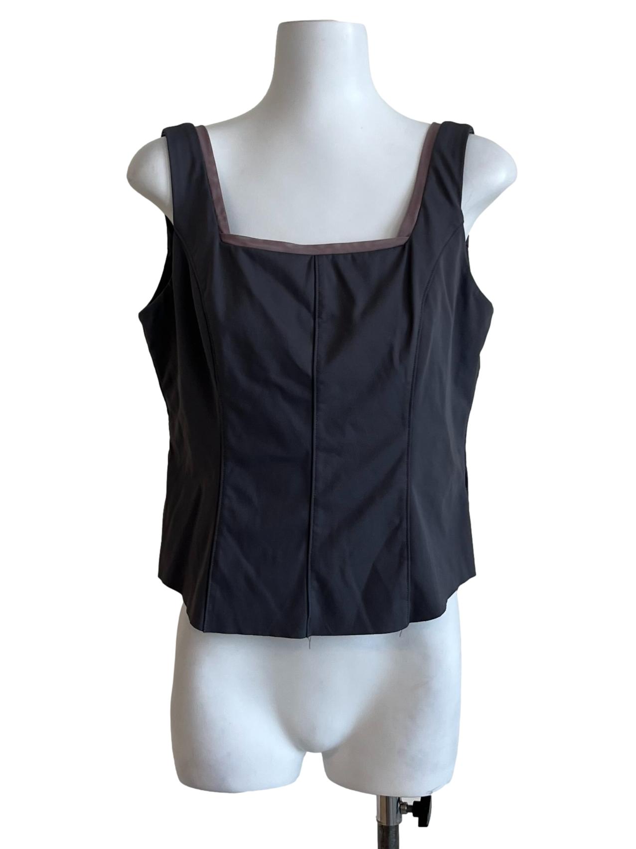 Grey Square Neckline Tank Top