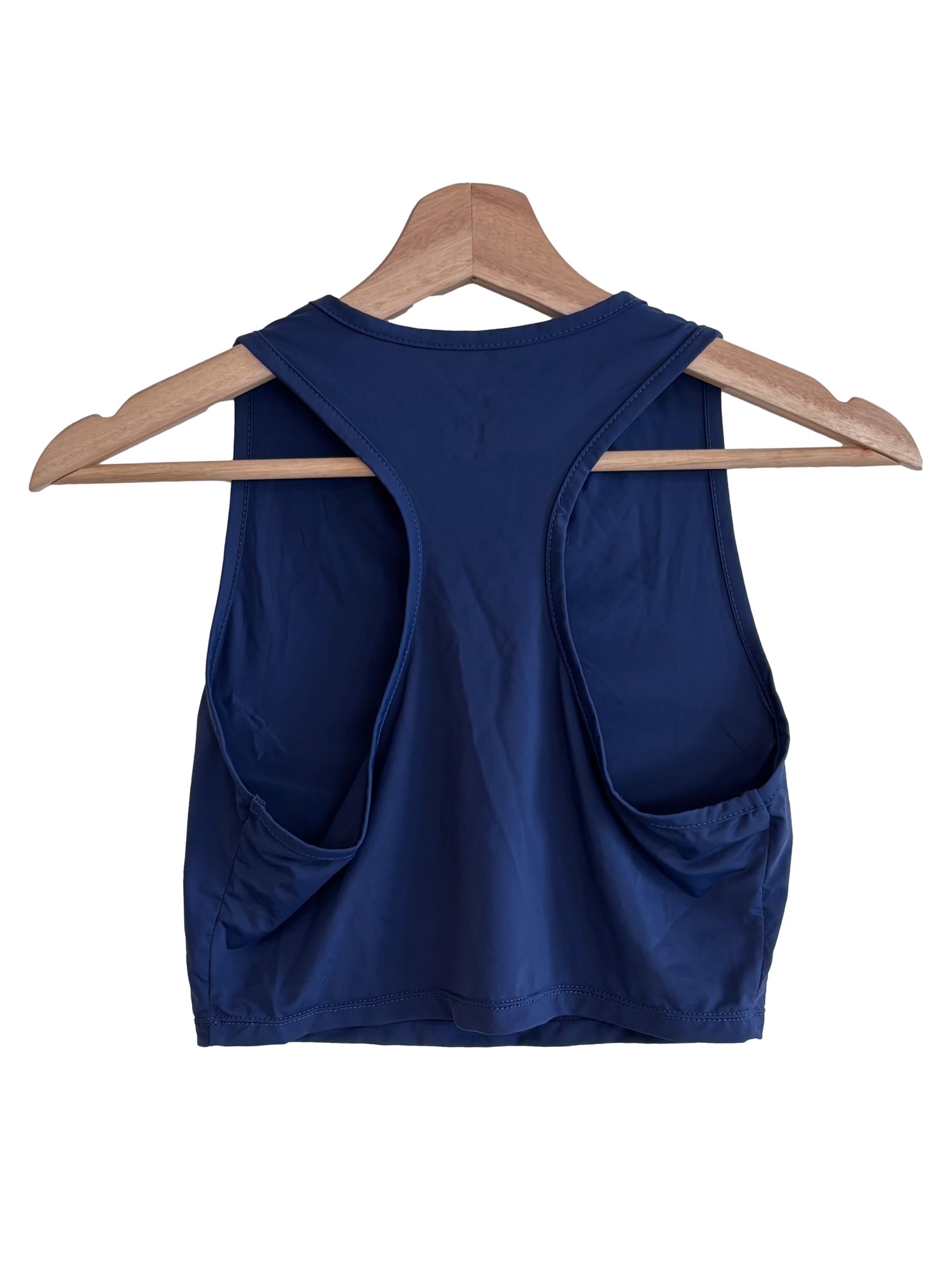 Navy Blue Crop Muscle Tank