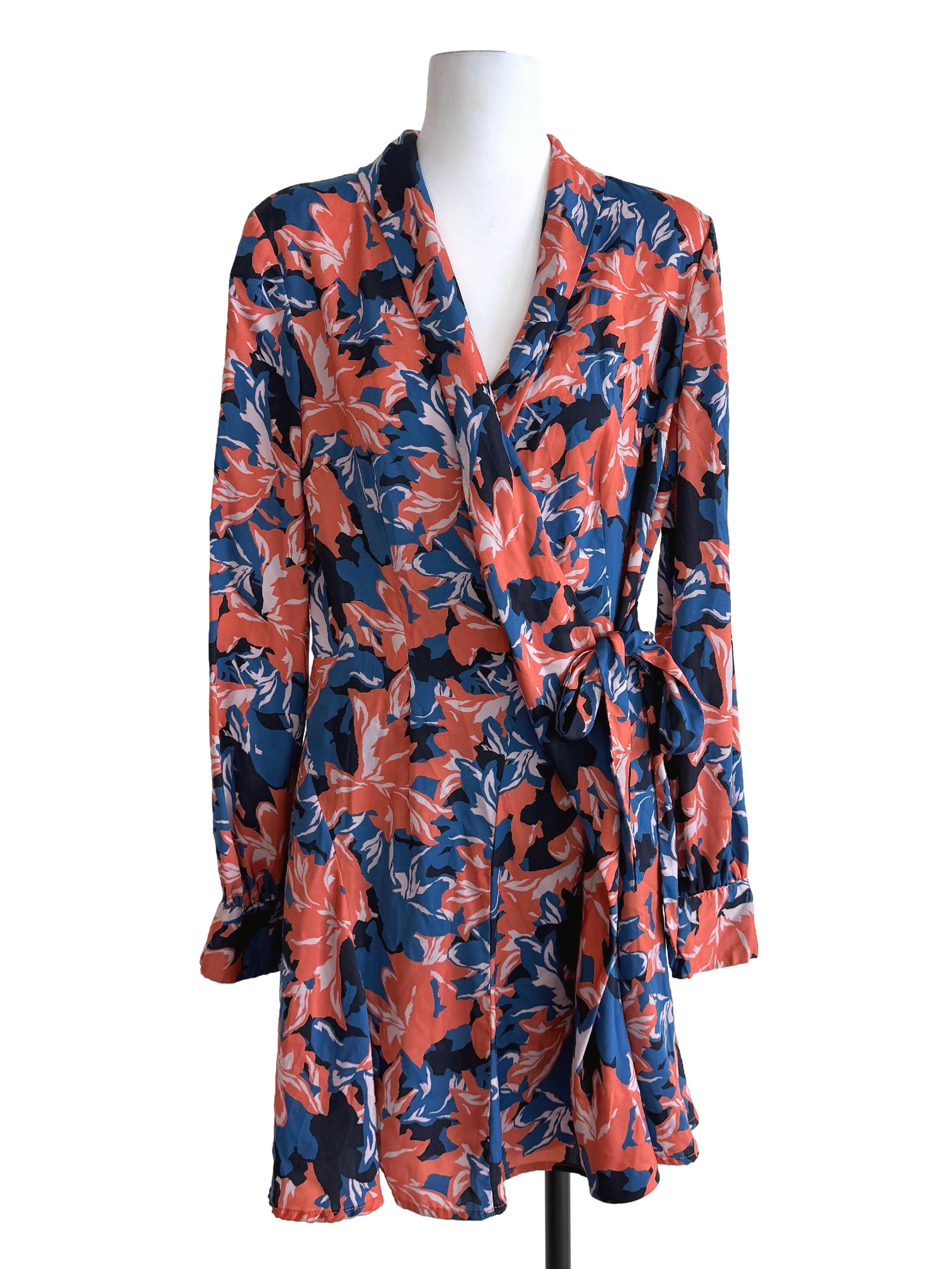 Multicolor Printed Wrap Dress