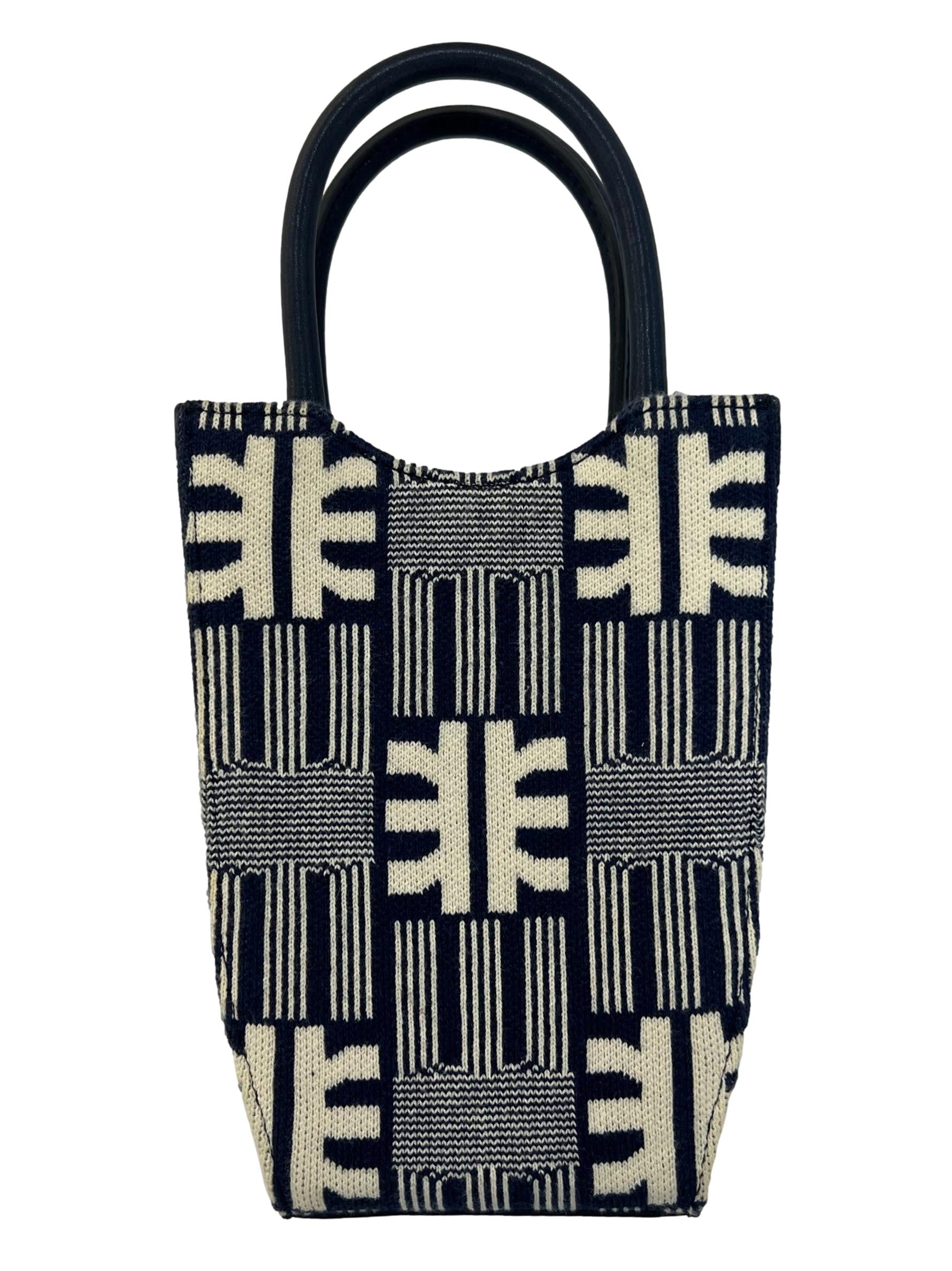 Blue Jacquard Knit Mini Tote Bag