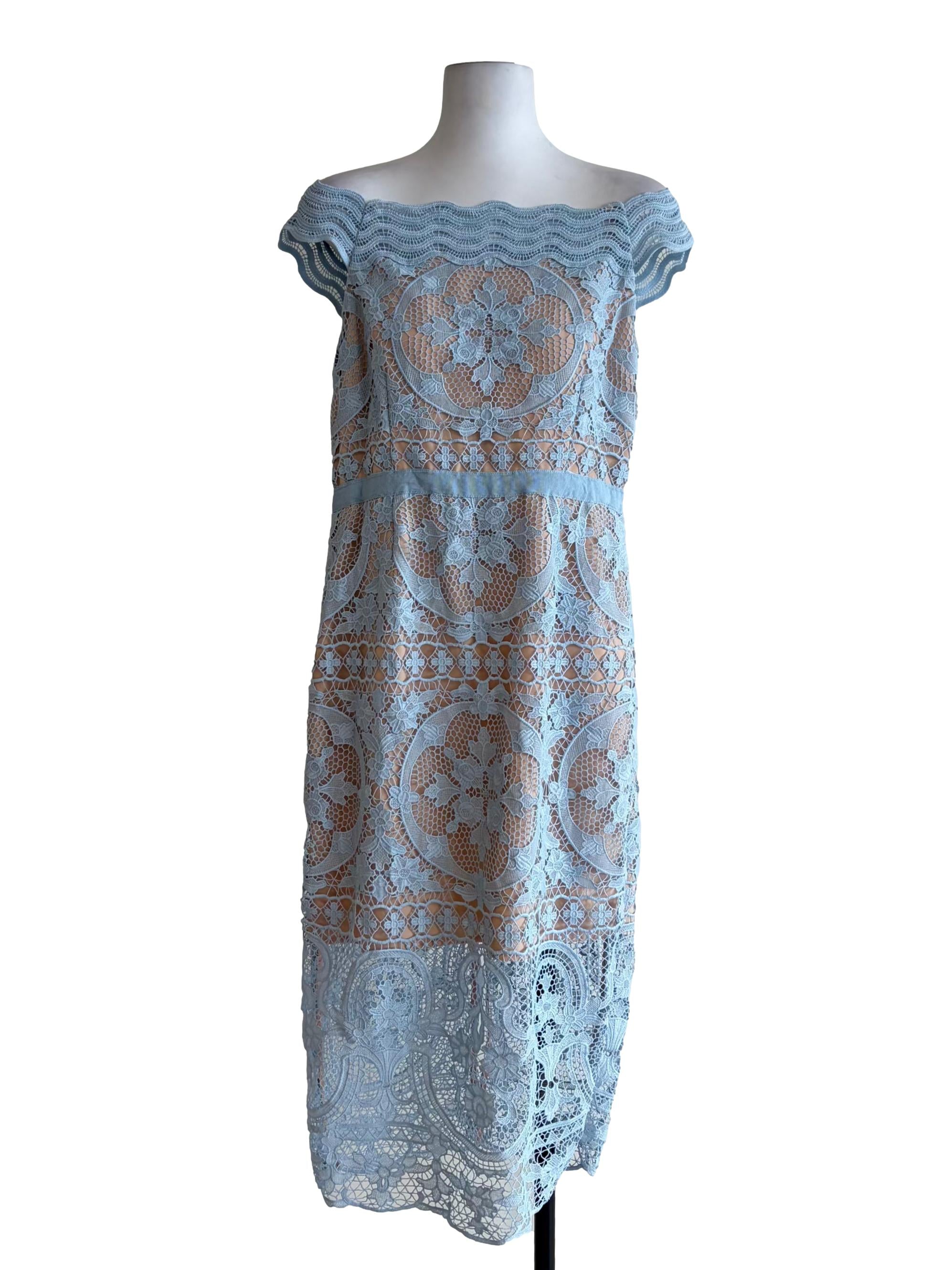 Icy Blue Lace Bodycon Dress