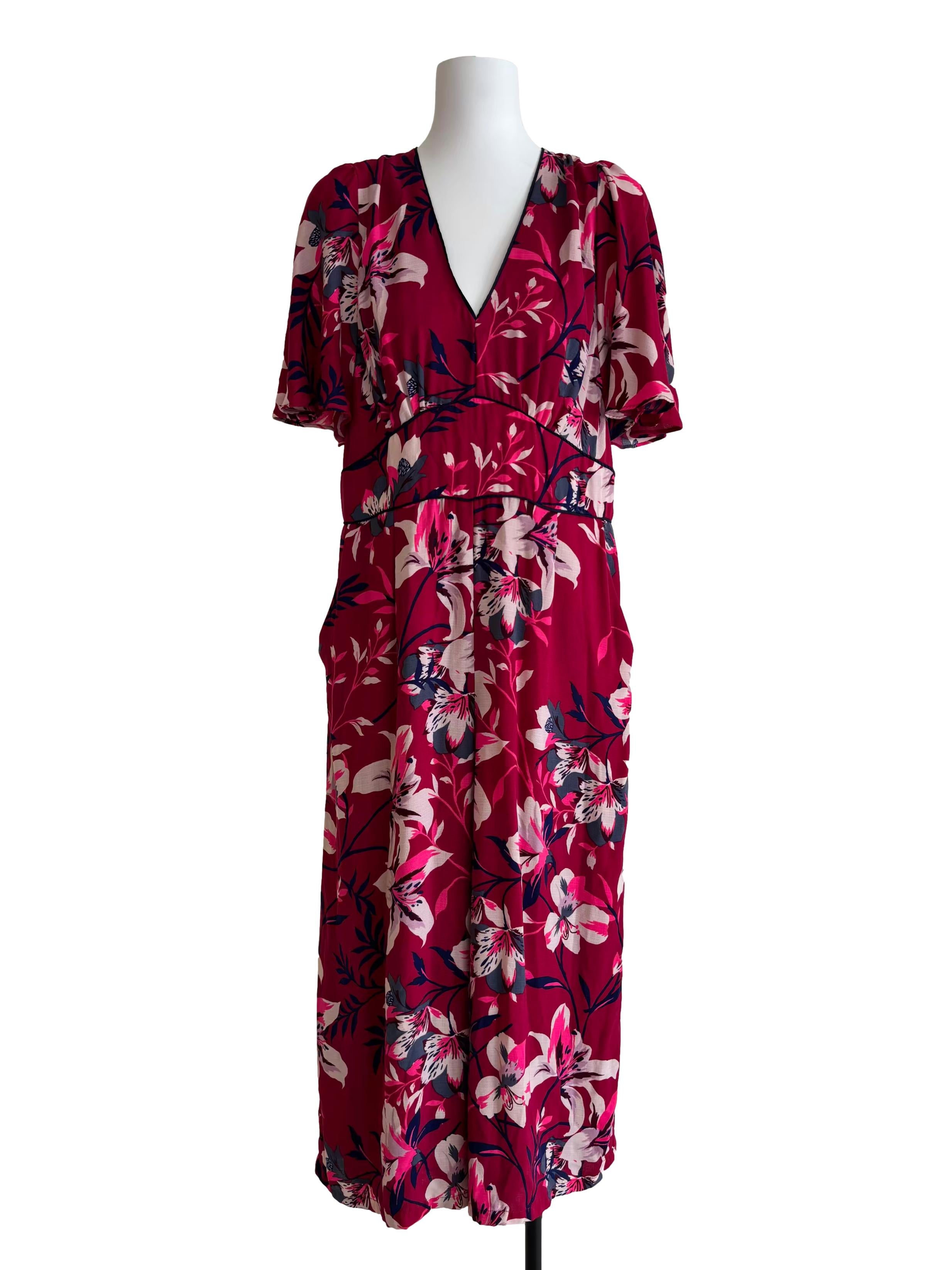 Hot Pink Printed Jumpsuit