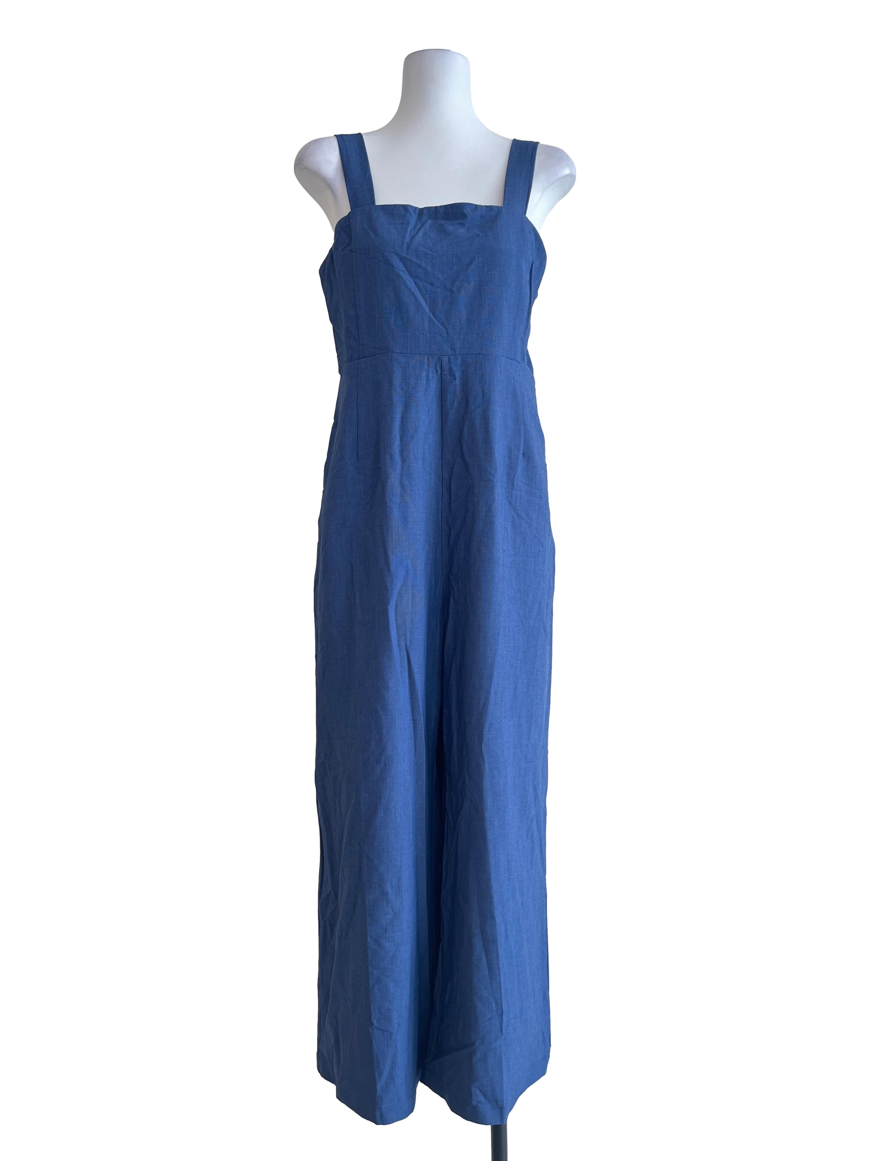 Azure Blue Square Sleeveless Jumpsuit