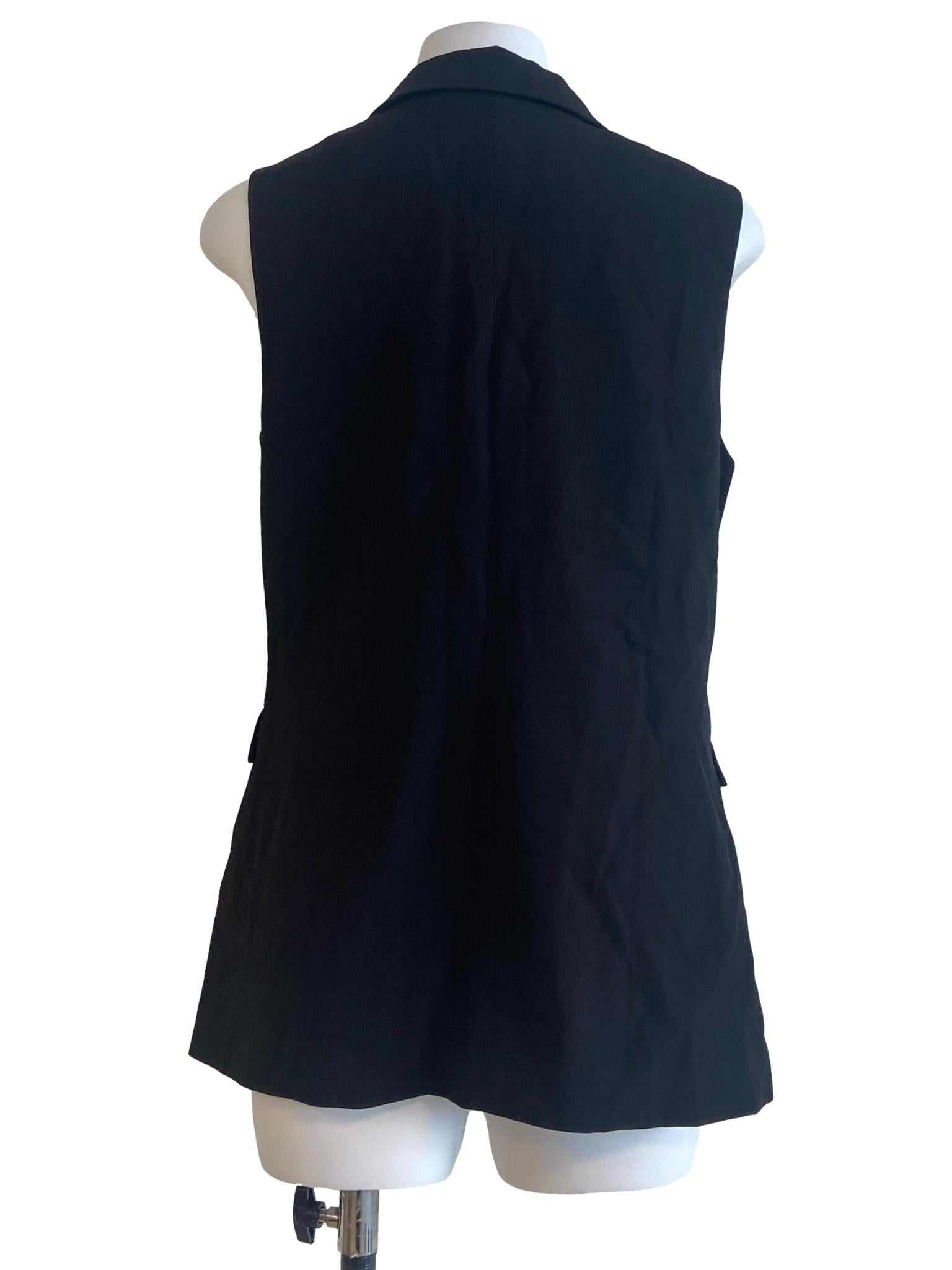Black Sleeveless Twill Top