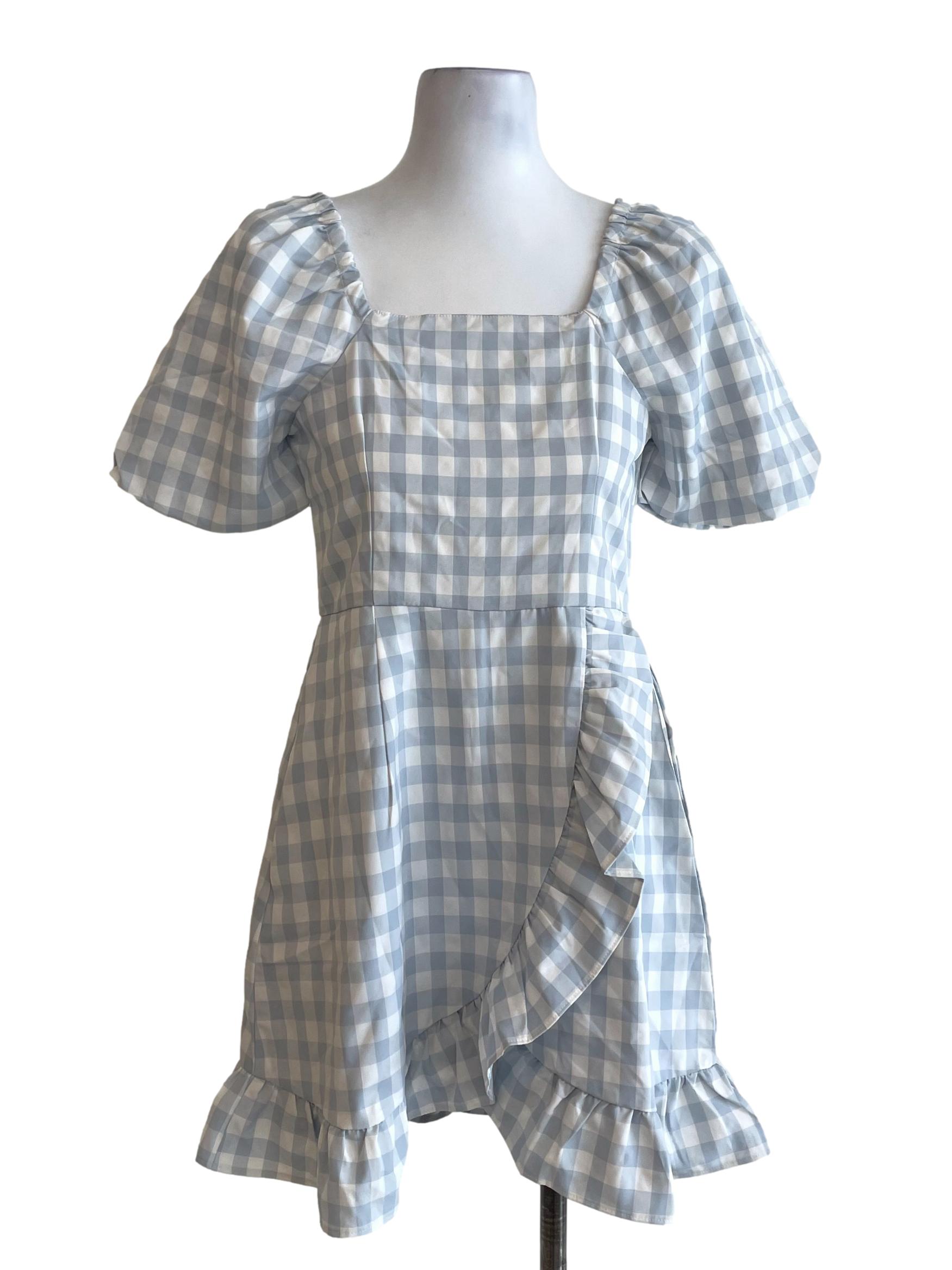 Light Blue Checked Rompers