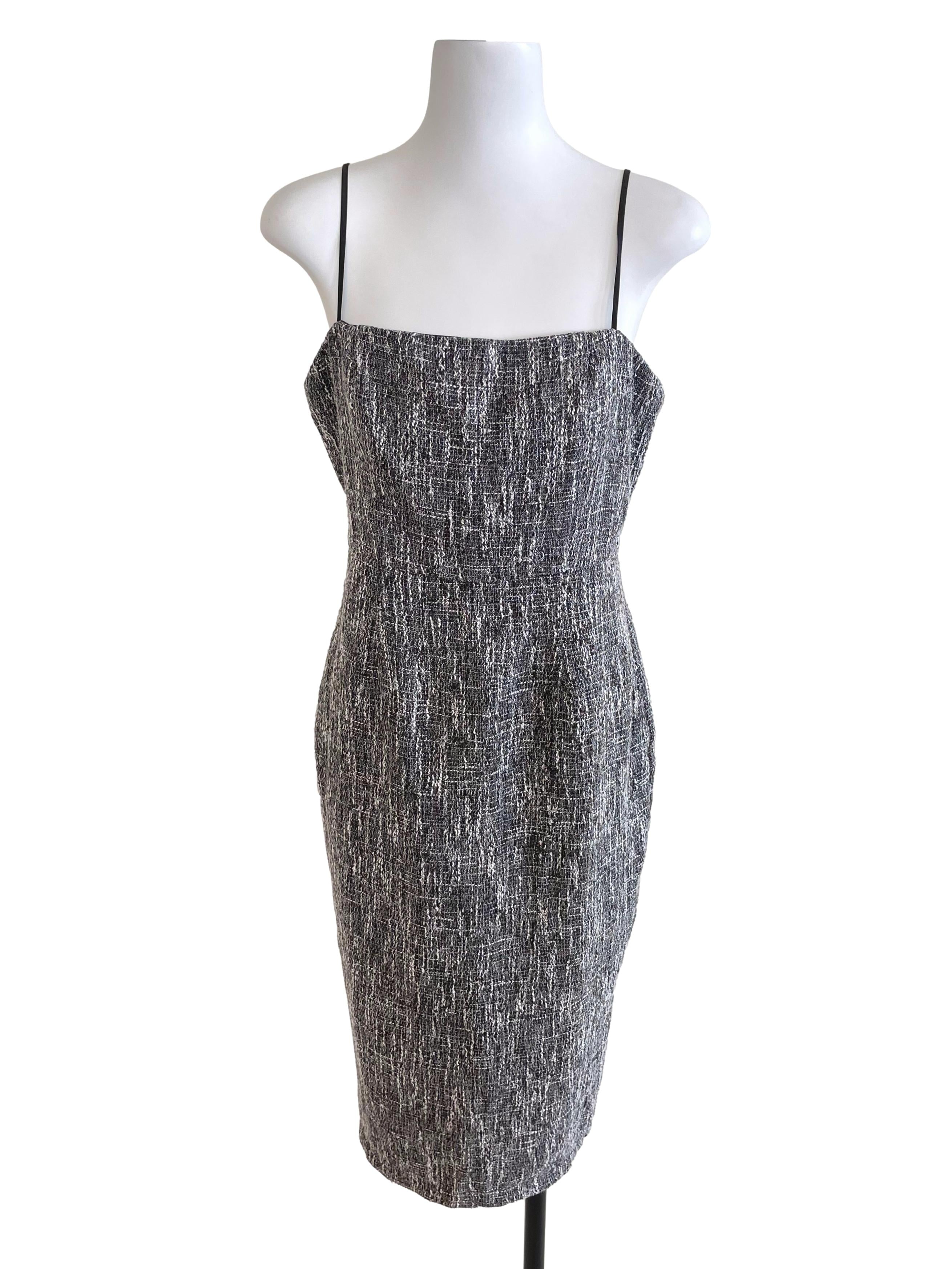 Black Tweed Slip Dress