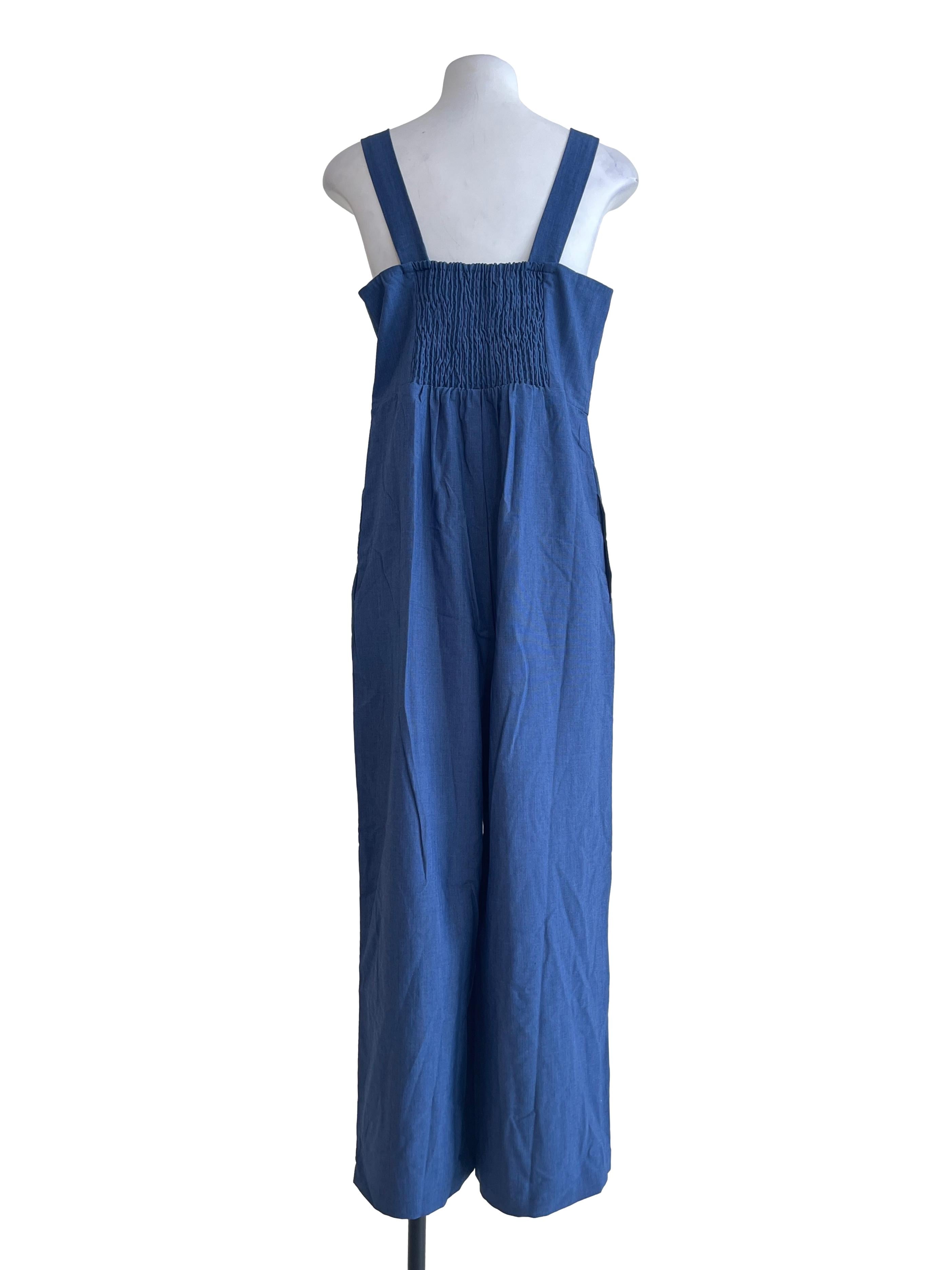 Azure Blue Square Sleeveless Jumpsuit