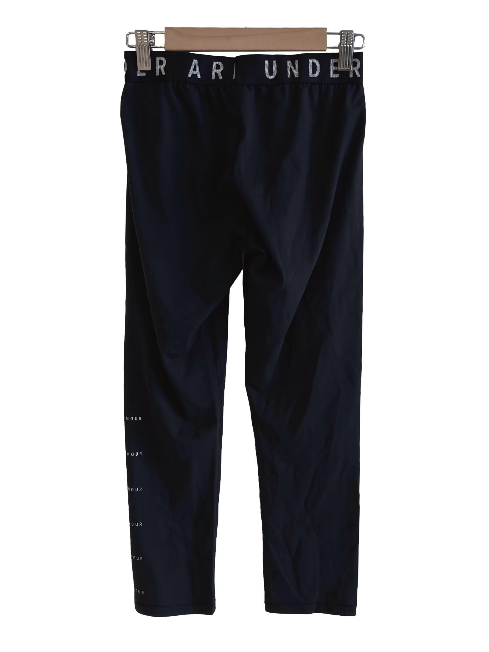 Black Logo Print Capri Legging