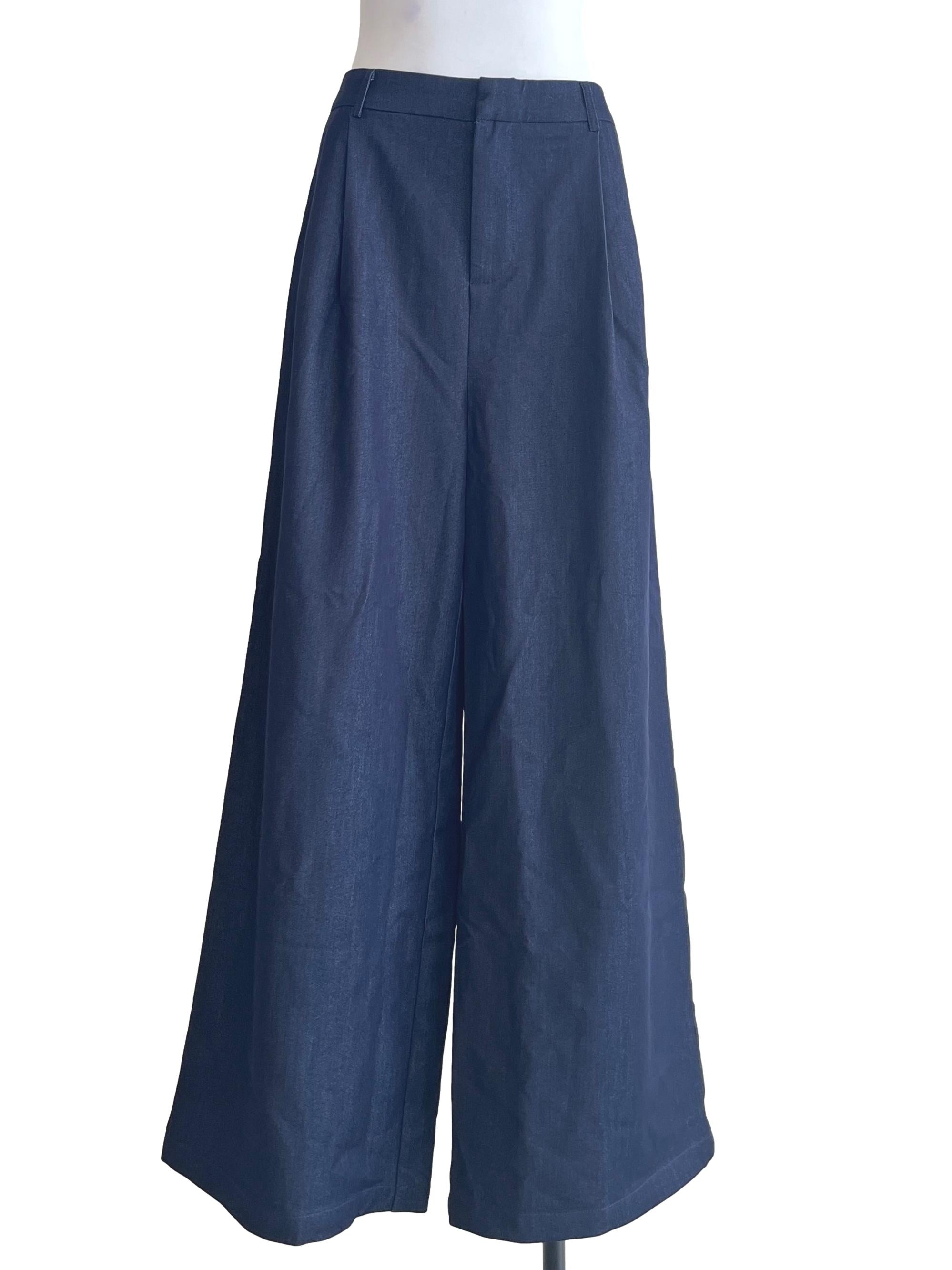 Navy Blue Wide Leg Pants