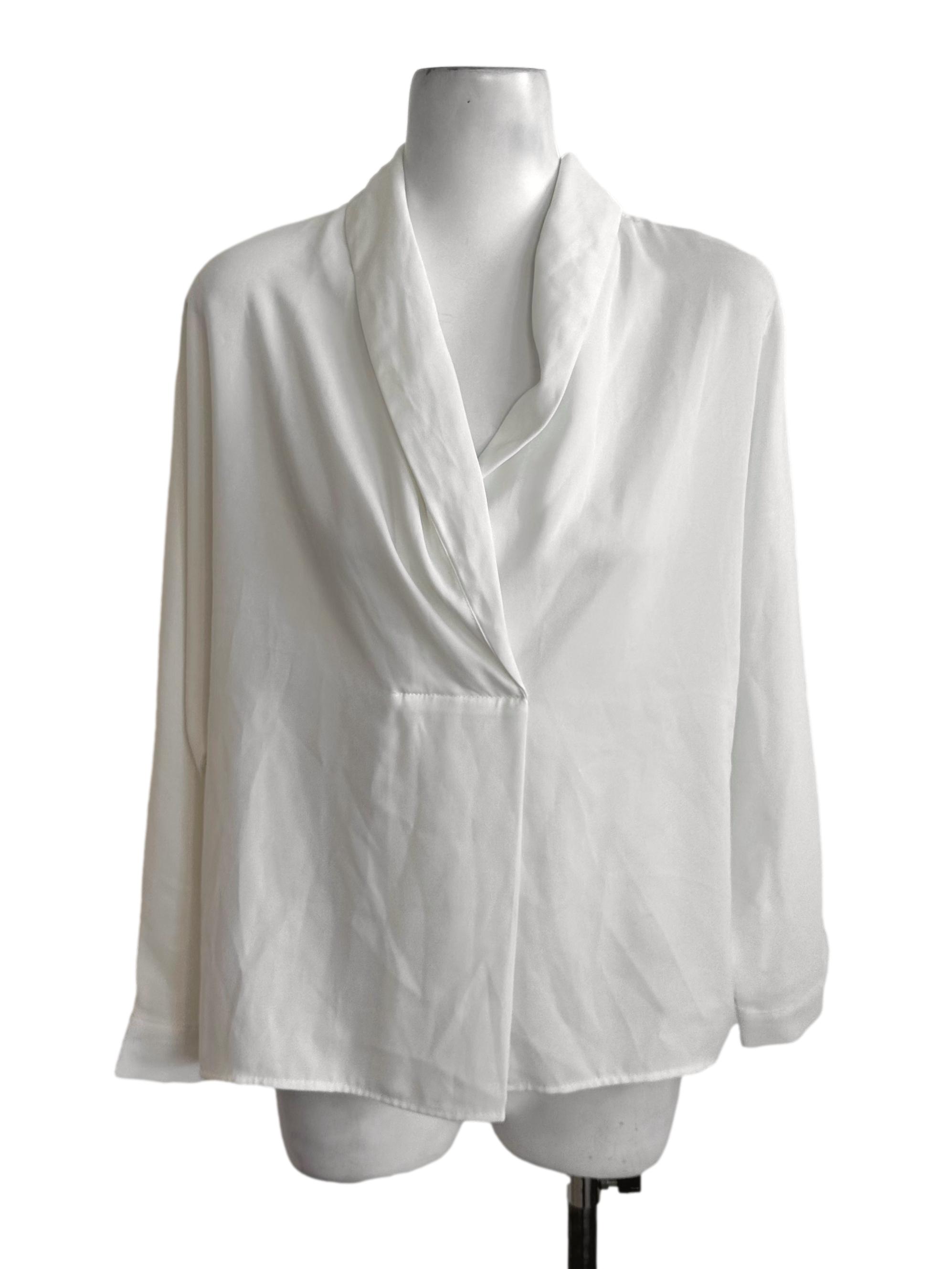 Pearl White Chiffon Long Sleeve Top TEM