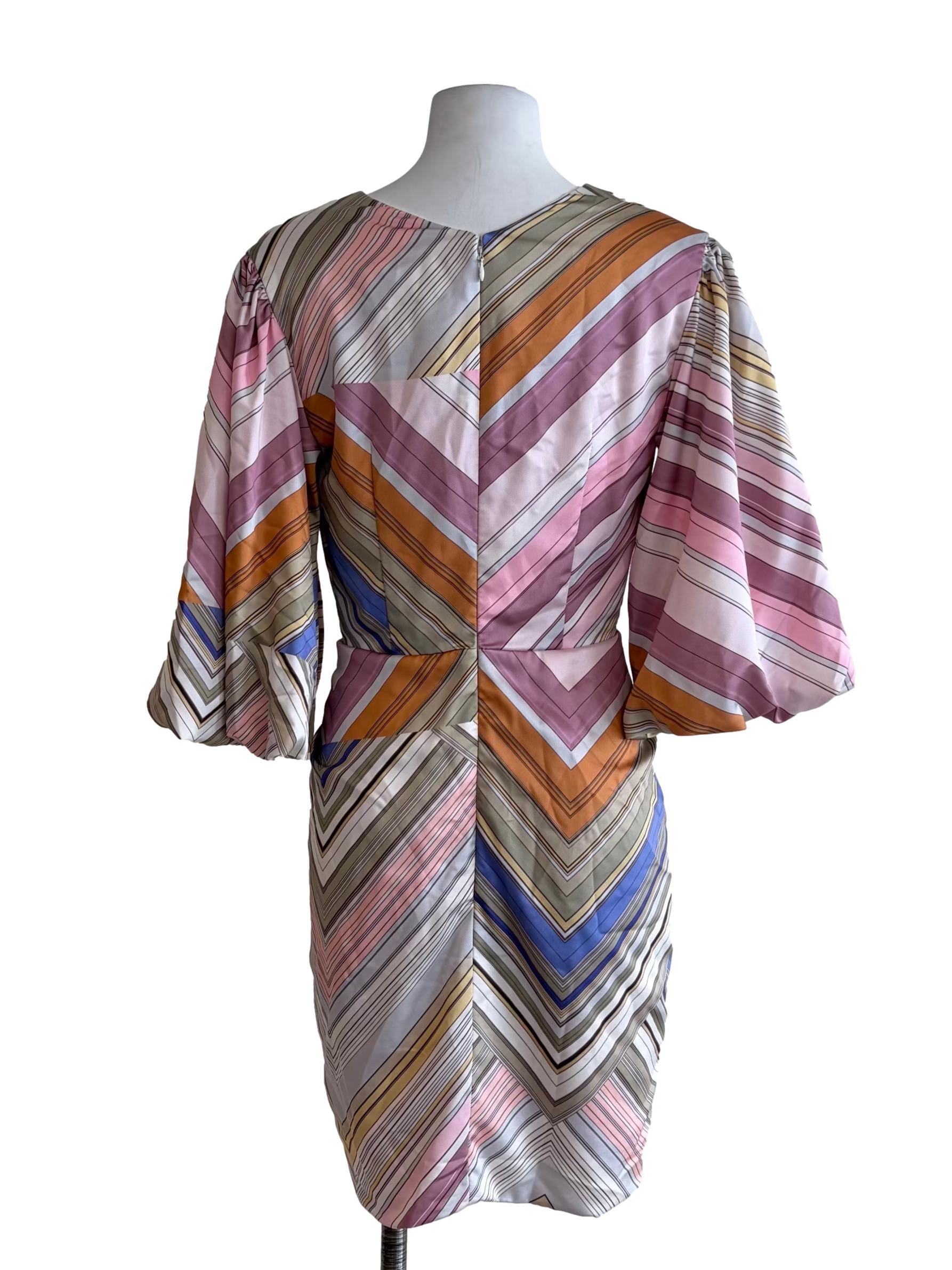 Pastel Chevron Stripe Wrap Mini Dress