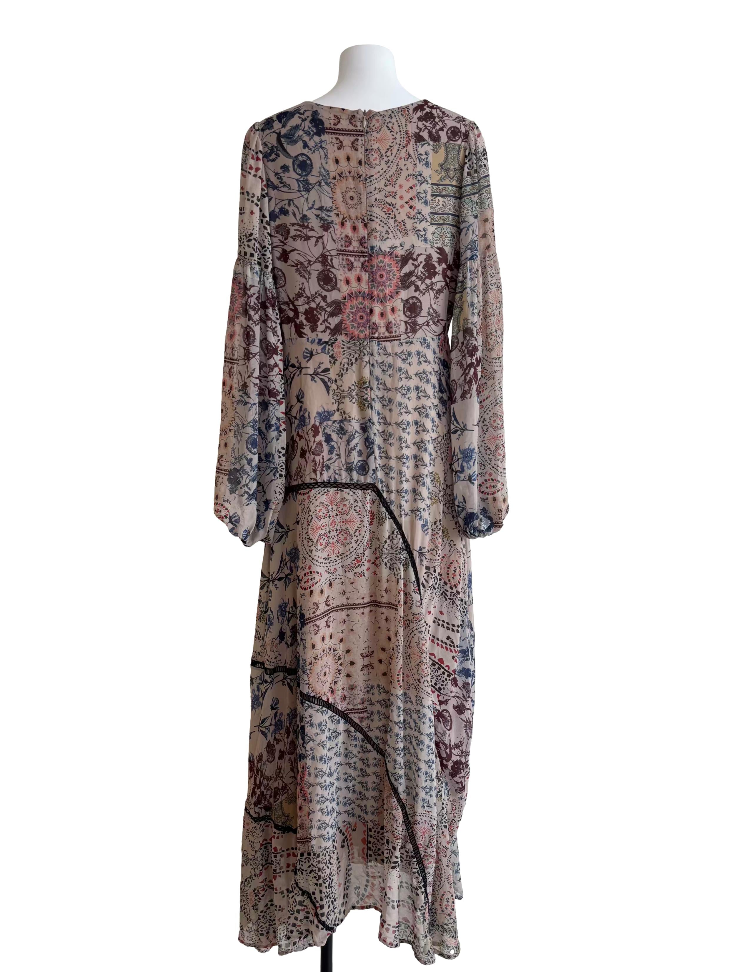 Buff Brown Printed Maxi Flare Dress