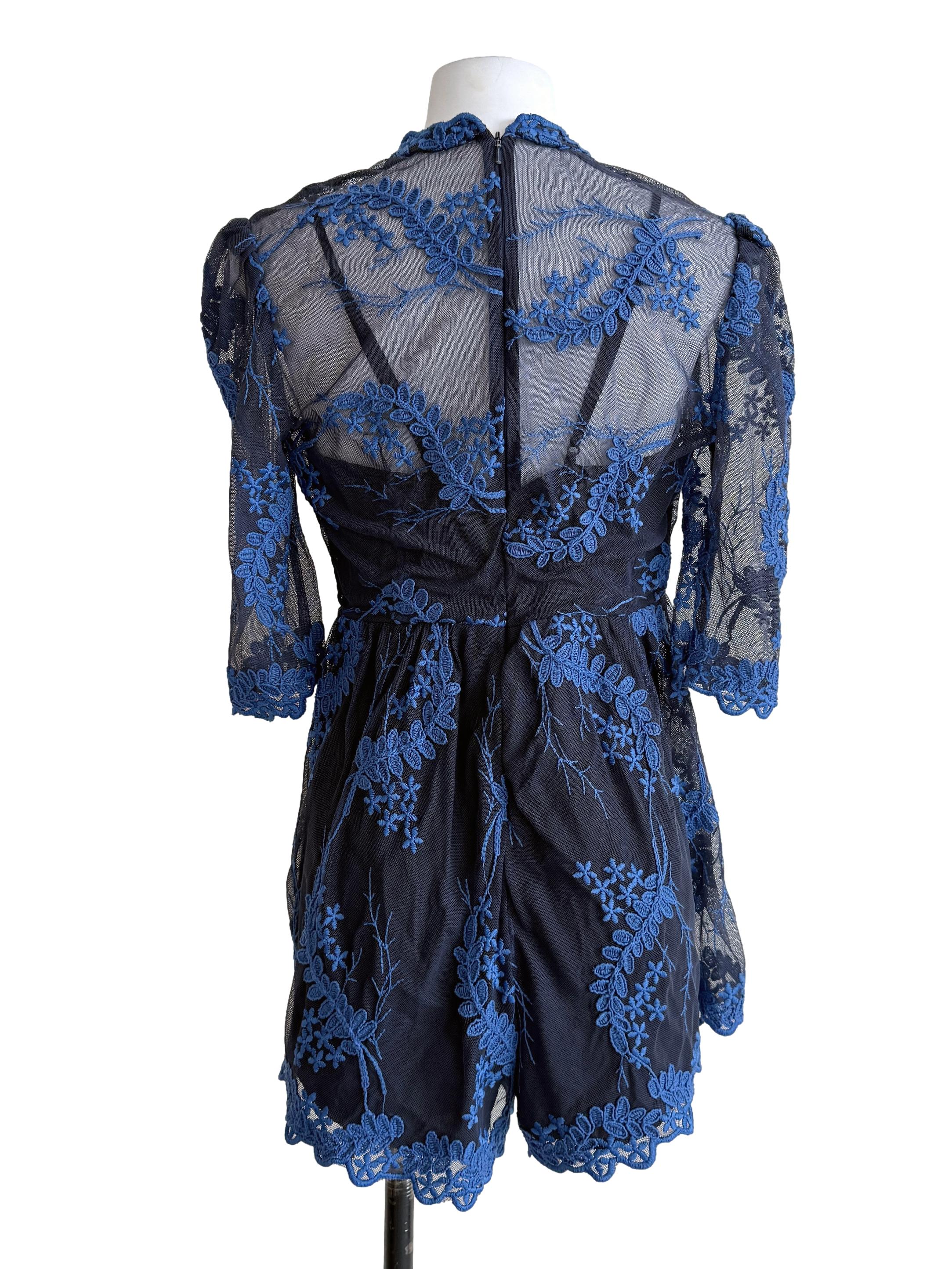 Navy Blue Lace Romper