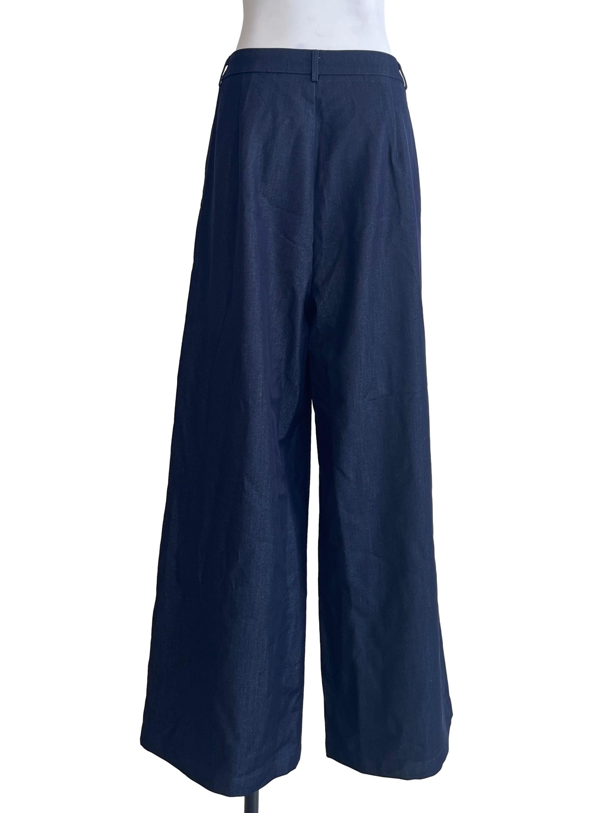 Navy Blue Wide Leg Pants