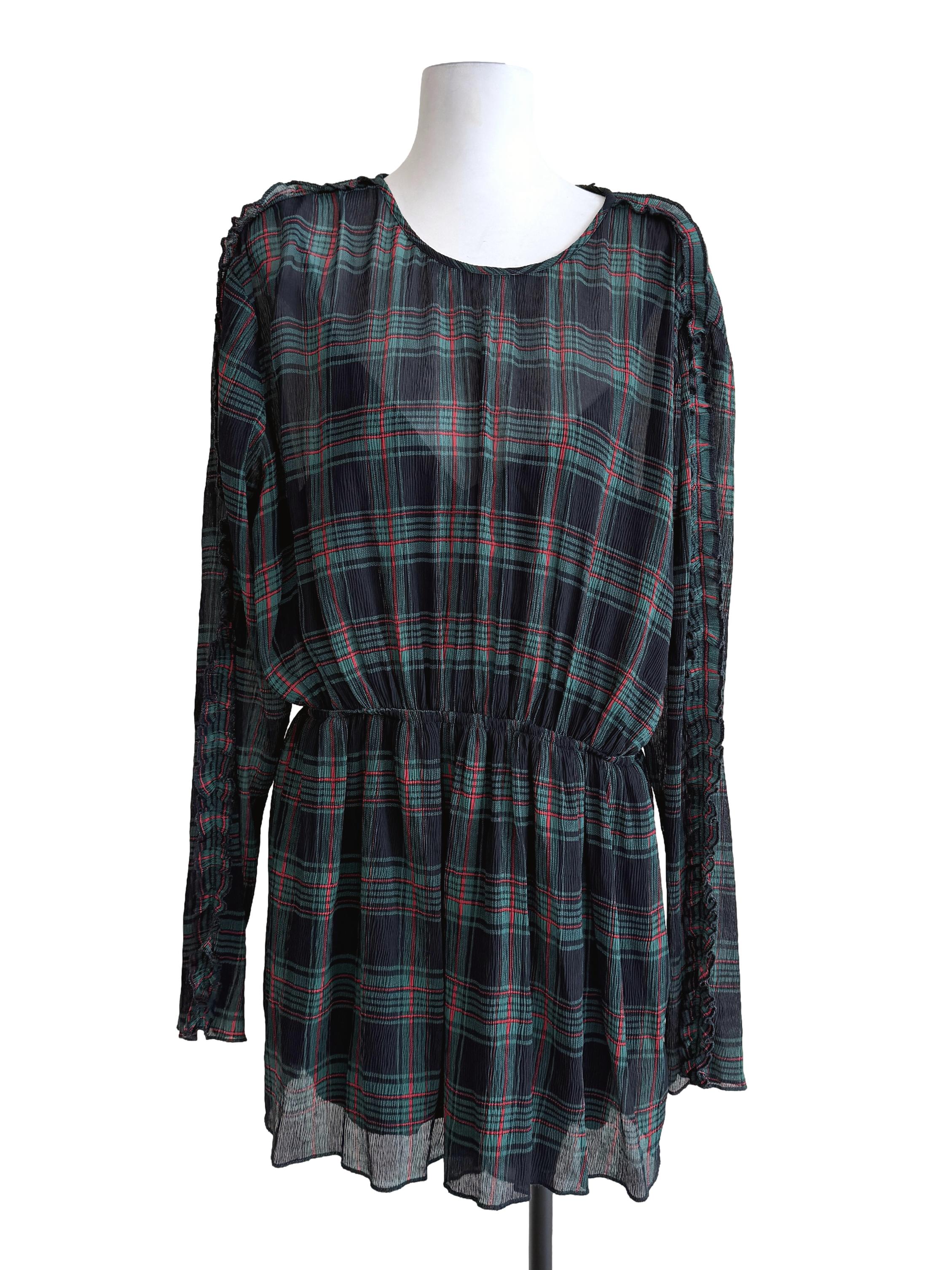 Multicolour Checkered Long Sleeves Romper