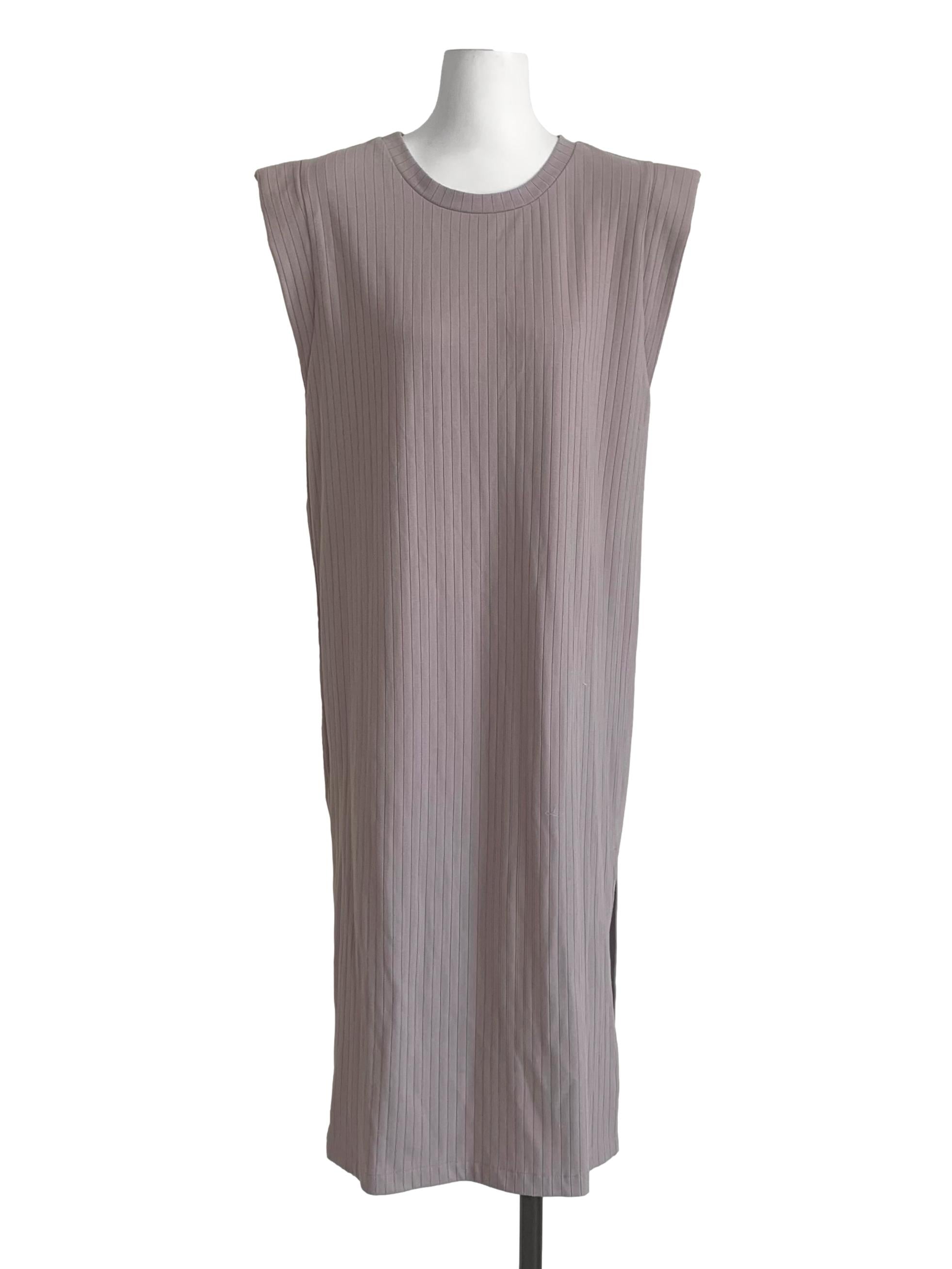 Sepia Beige V-Line Dress