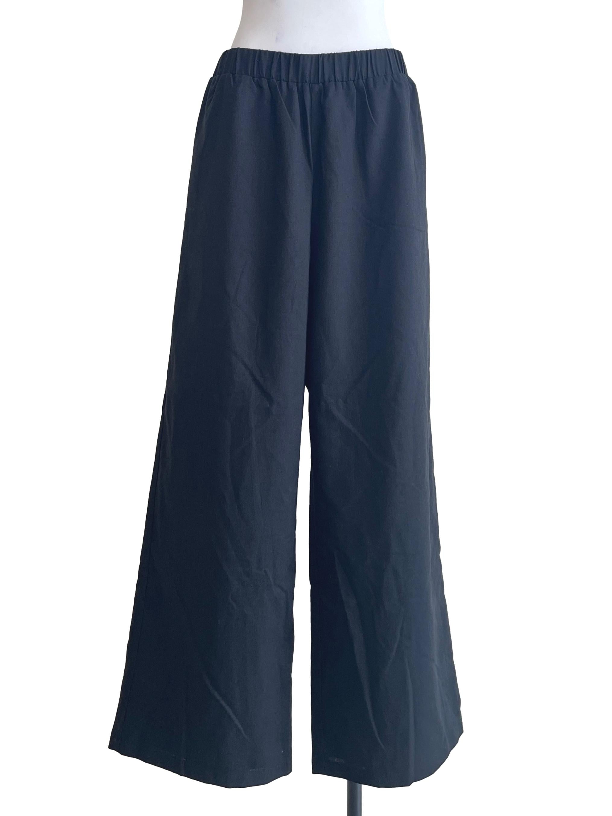 Ink Black Wide Leg Pants
