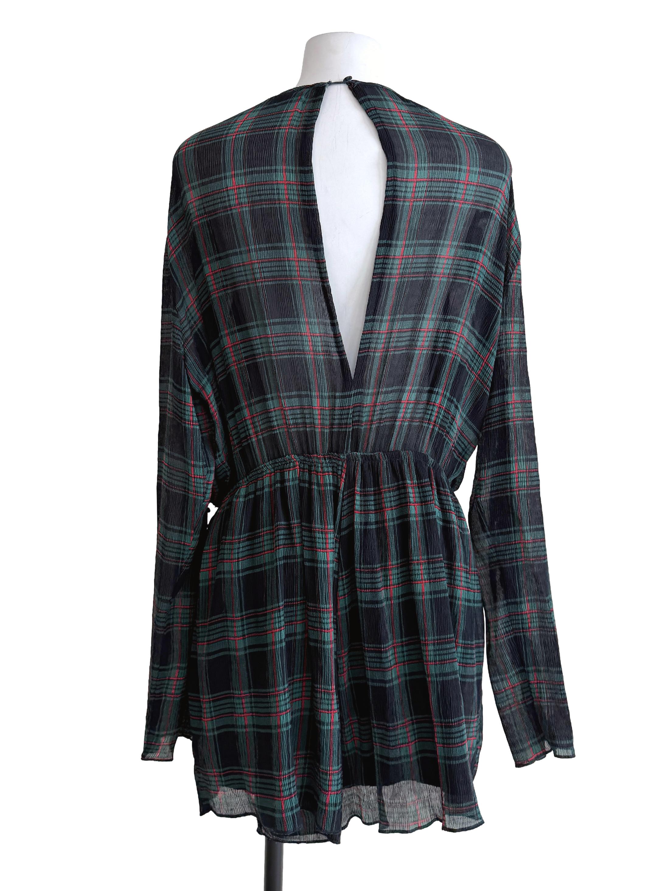 Multicolour Checkered Long Sleeves Romper
