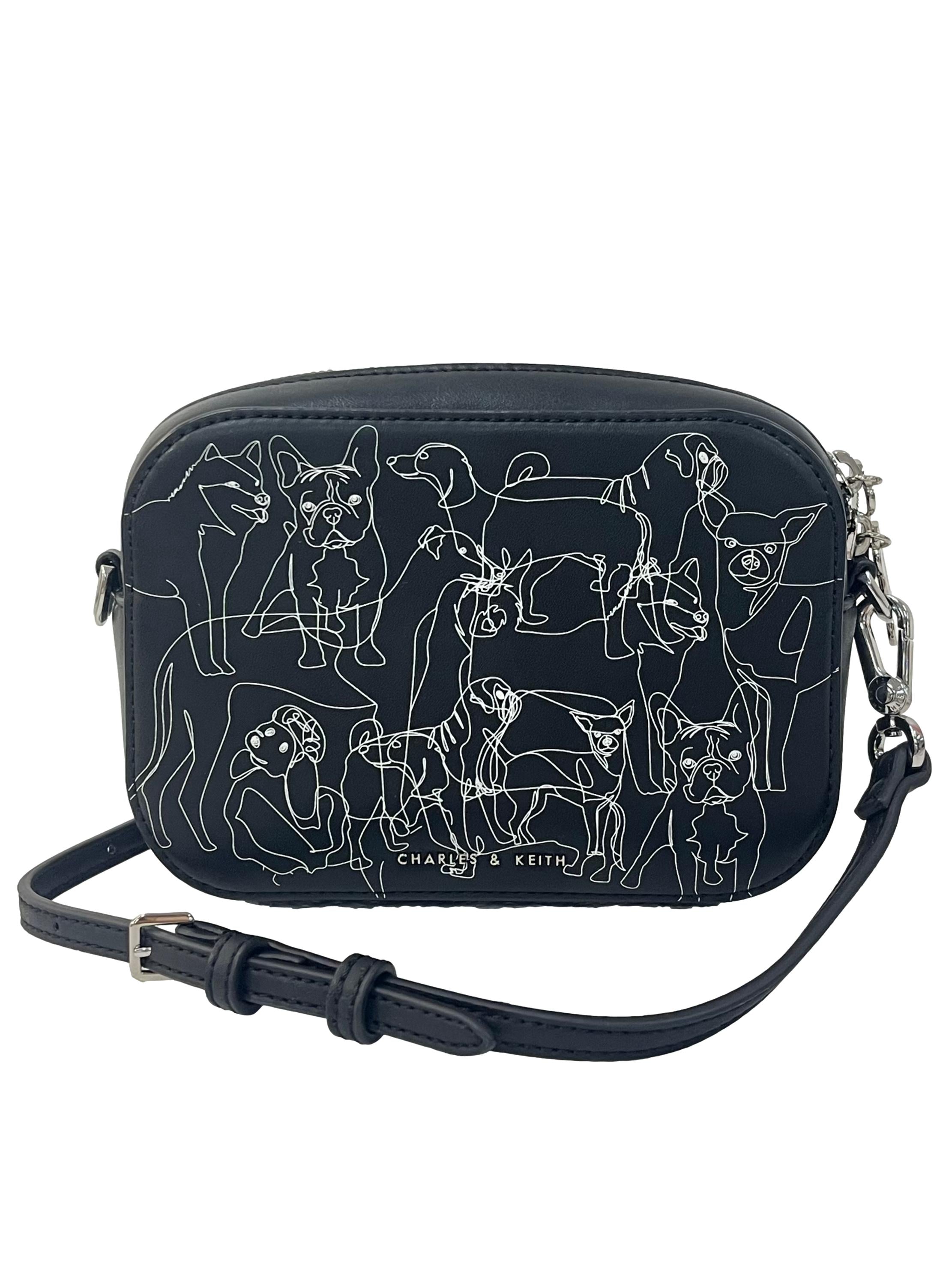 Black Dog Print Crossbody Bag