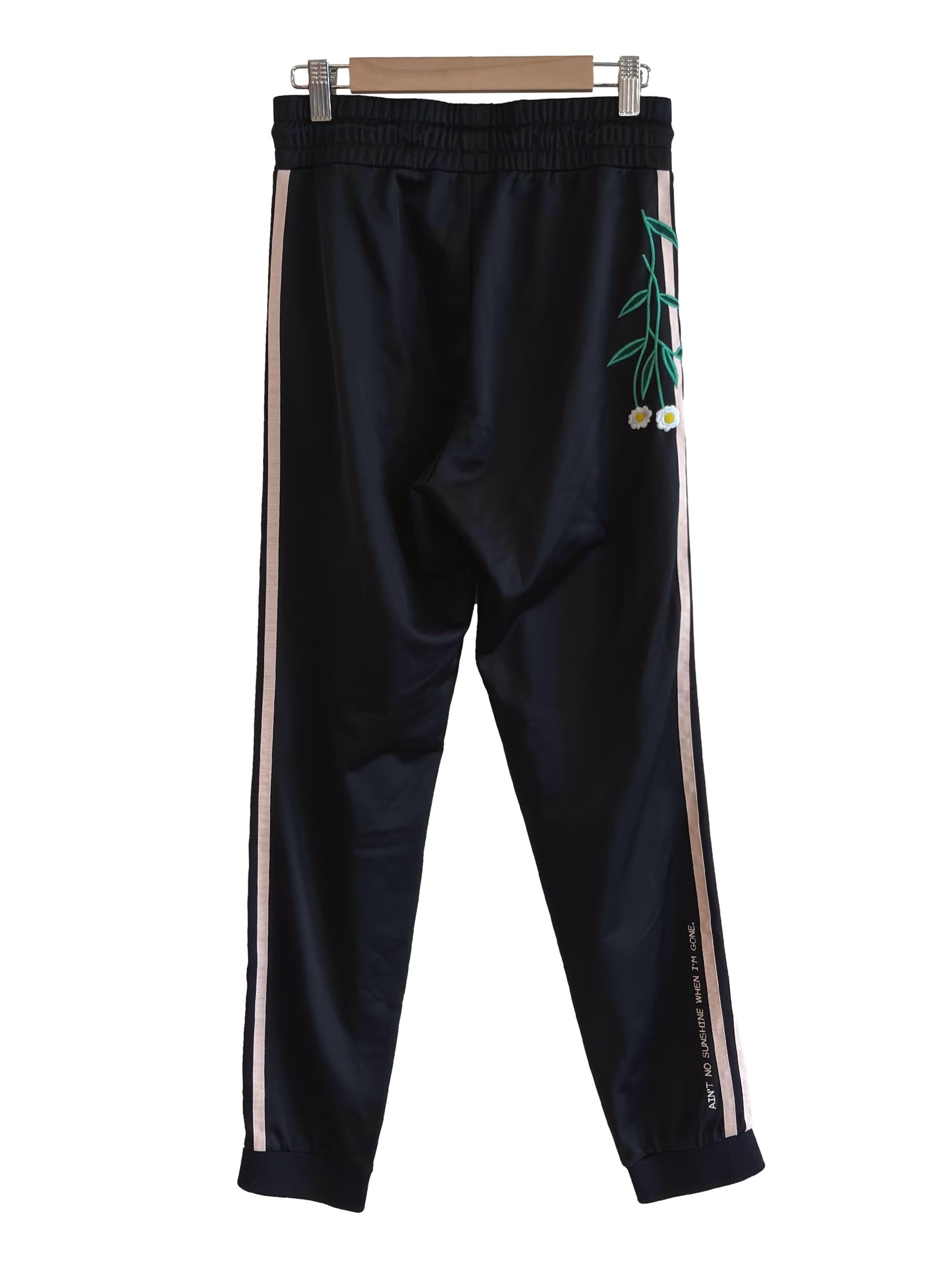 Oil Black Embroidered Tracksuit Pant