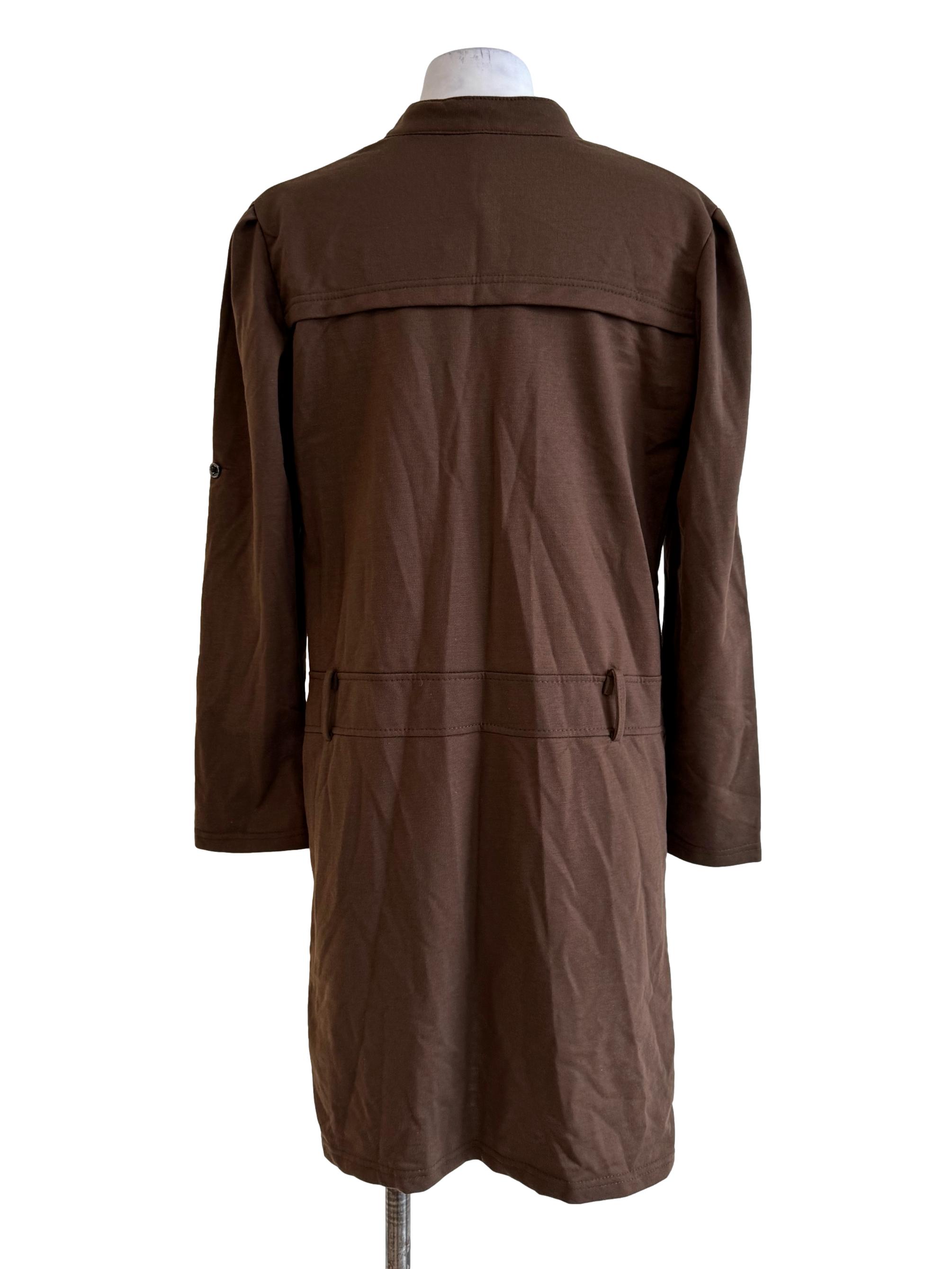 Tan Brown Long Sleeve Shirt Dress