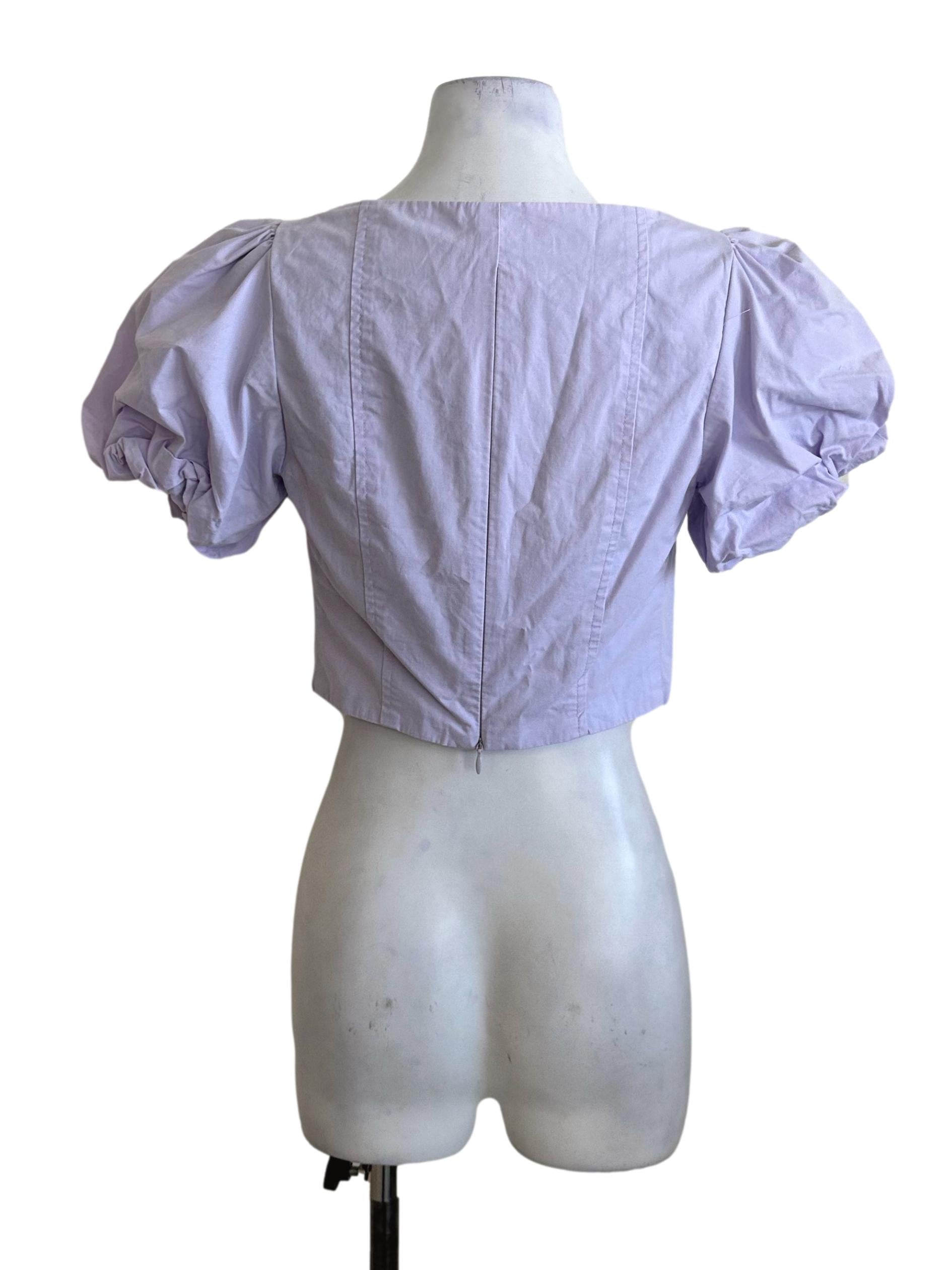 Lilac Purple Square Neck Puff Sleeve Dress LB