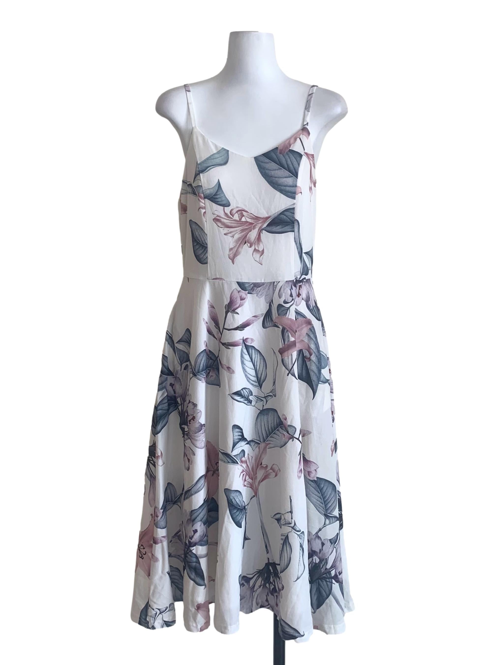 Chiffon White Floral Pattern Dress
