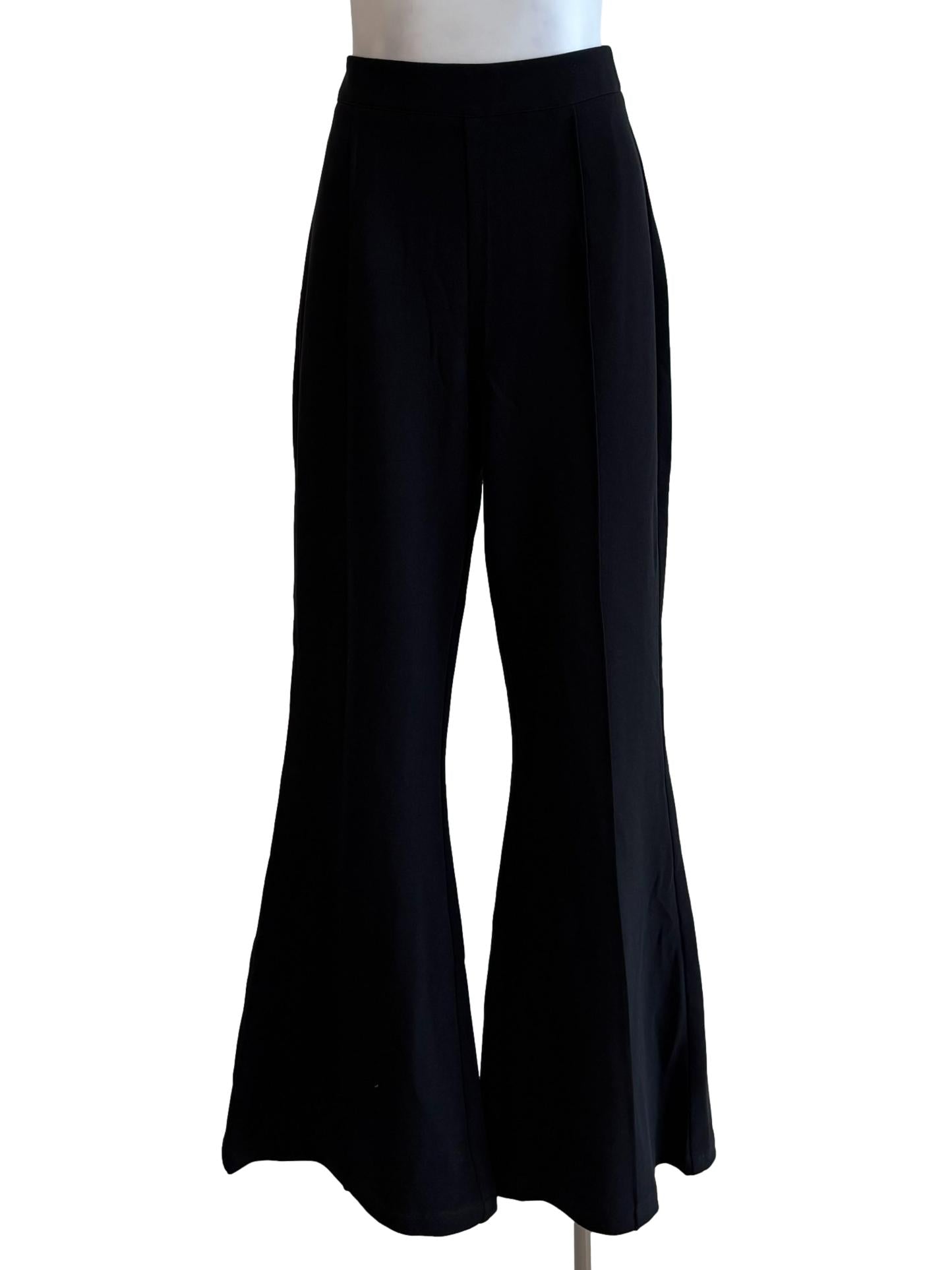 Night Black Lined Bell Bottom Pants