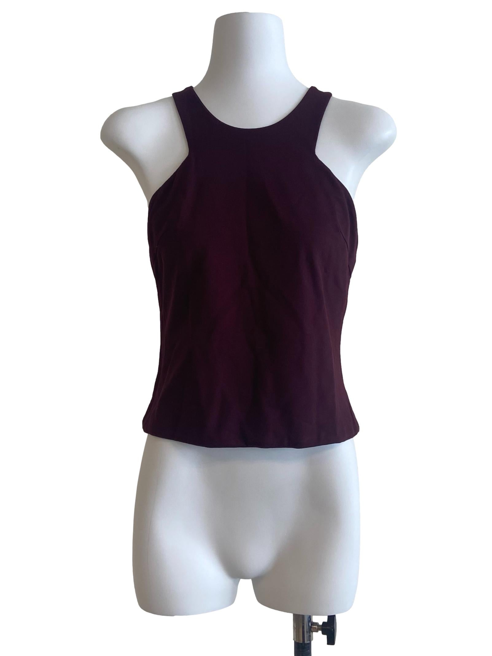 Jam Red Sleeveless Jewel Neck Top