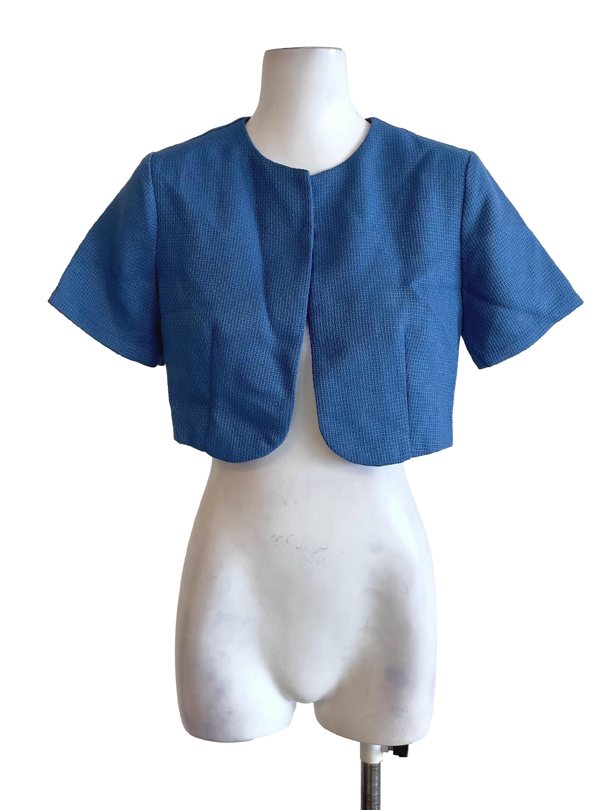 Blue Round Neck Jacket