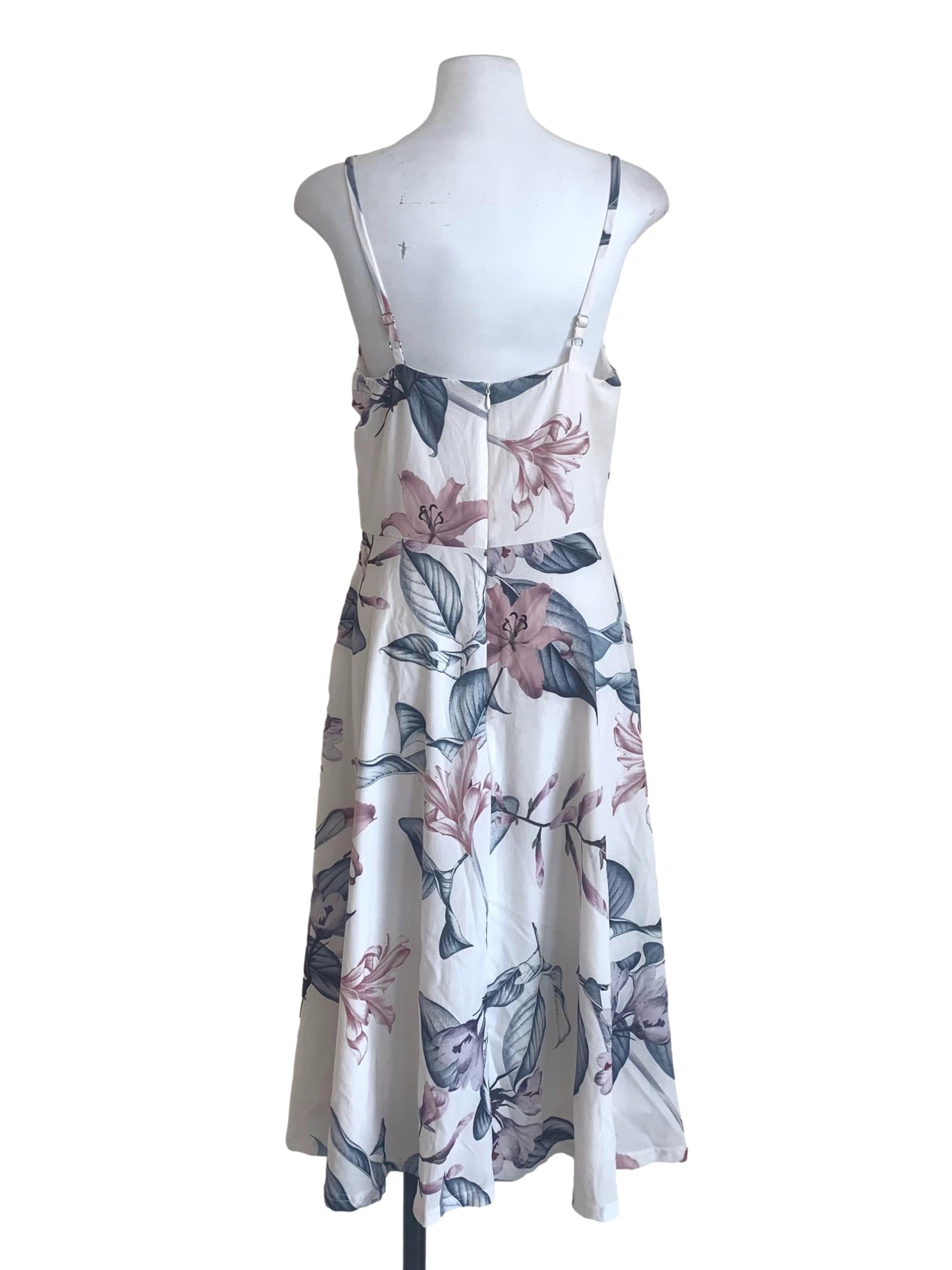 Chiffon White Floral Pattern Dress