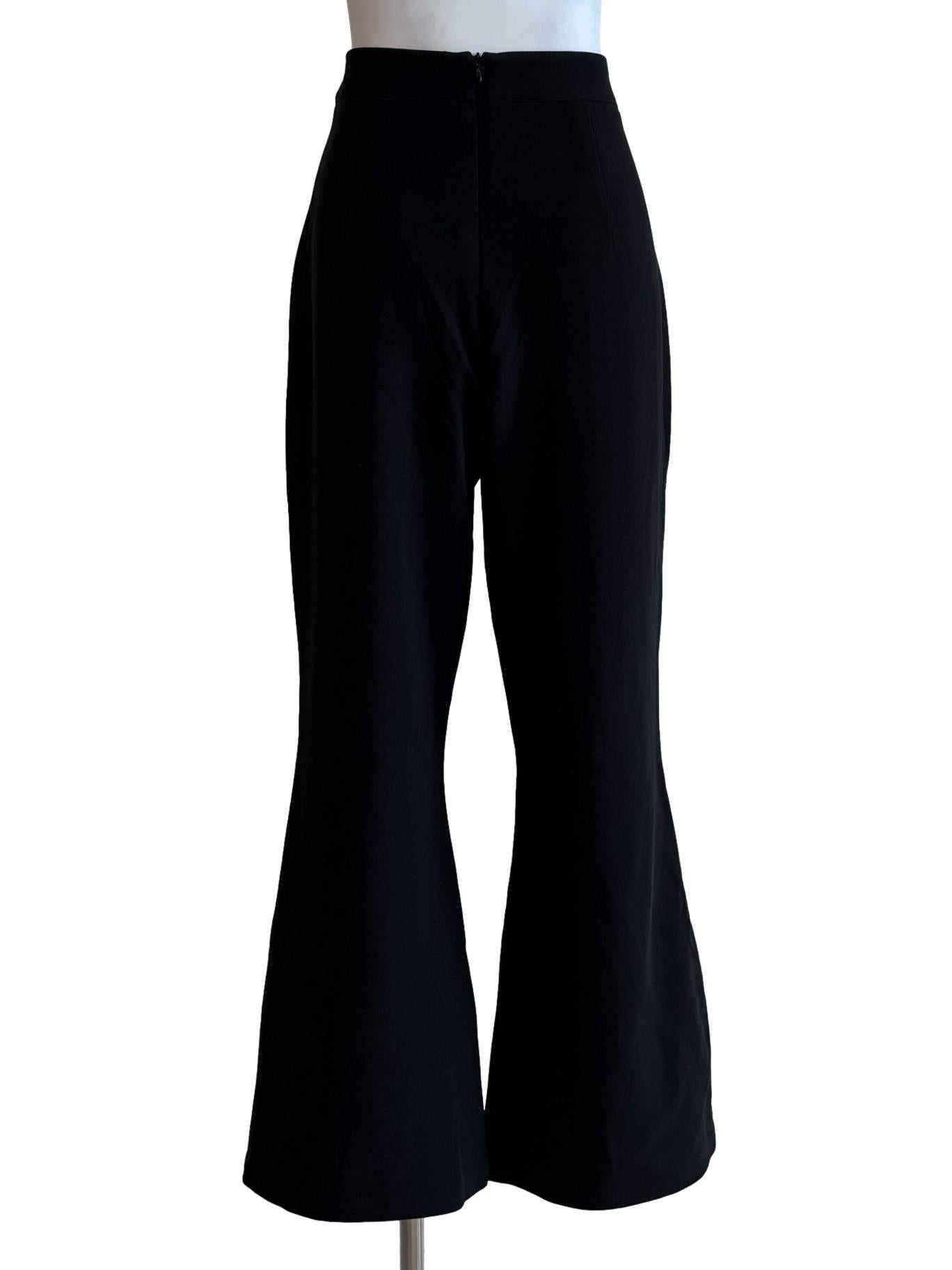 Night Black Lined Bell Bottom Pants