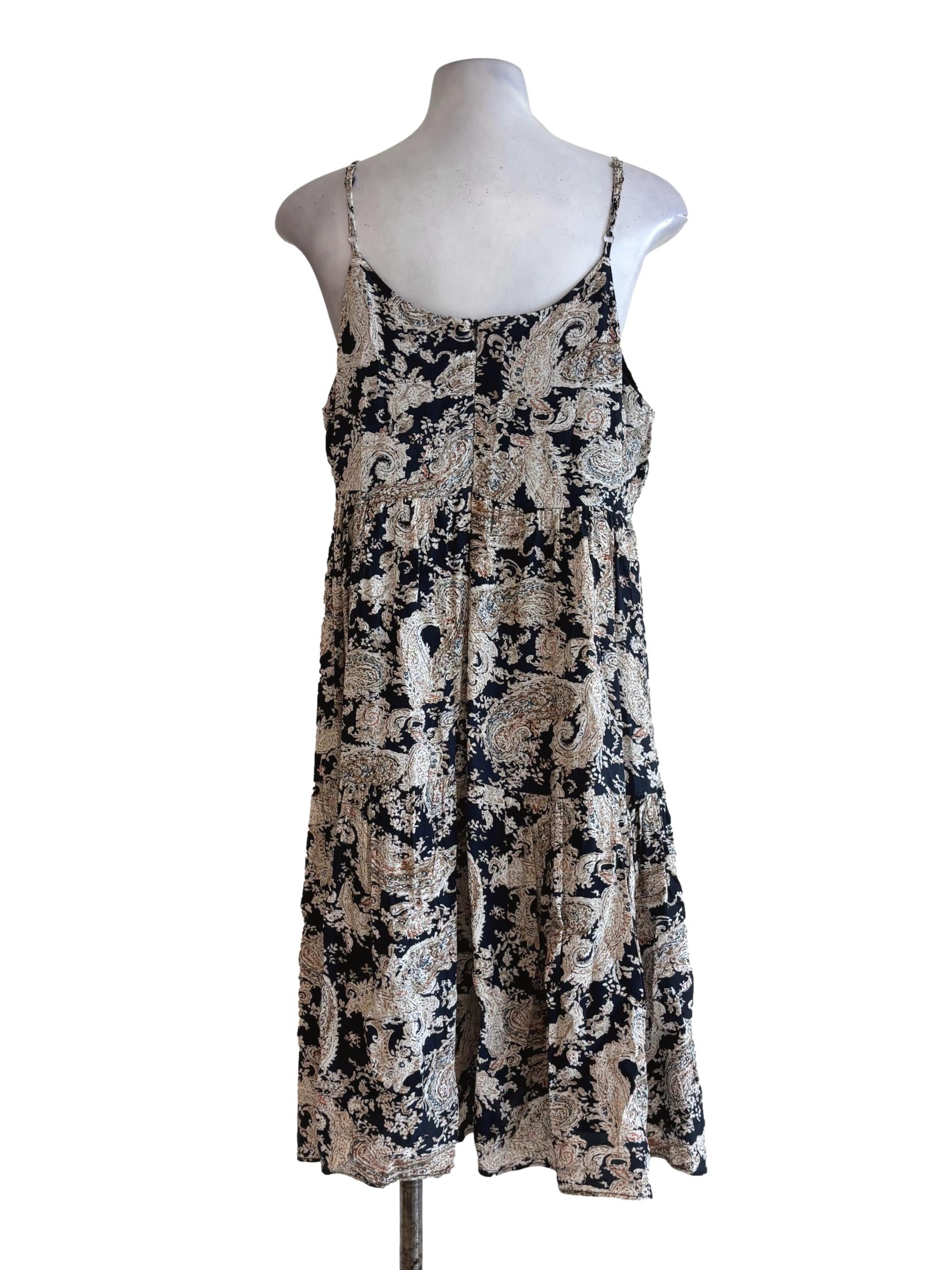 Dark Blue Merino White Print Dress TEM