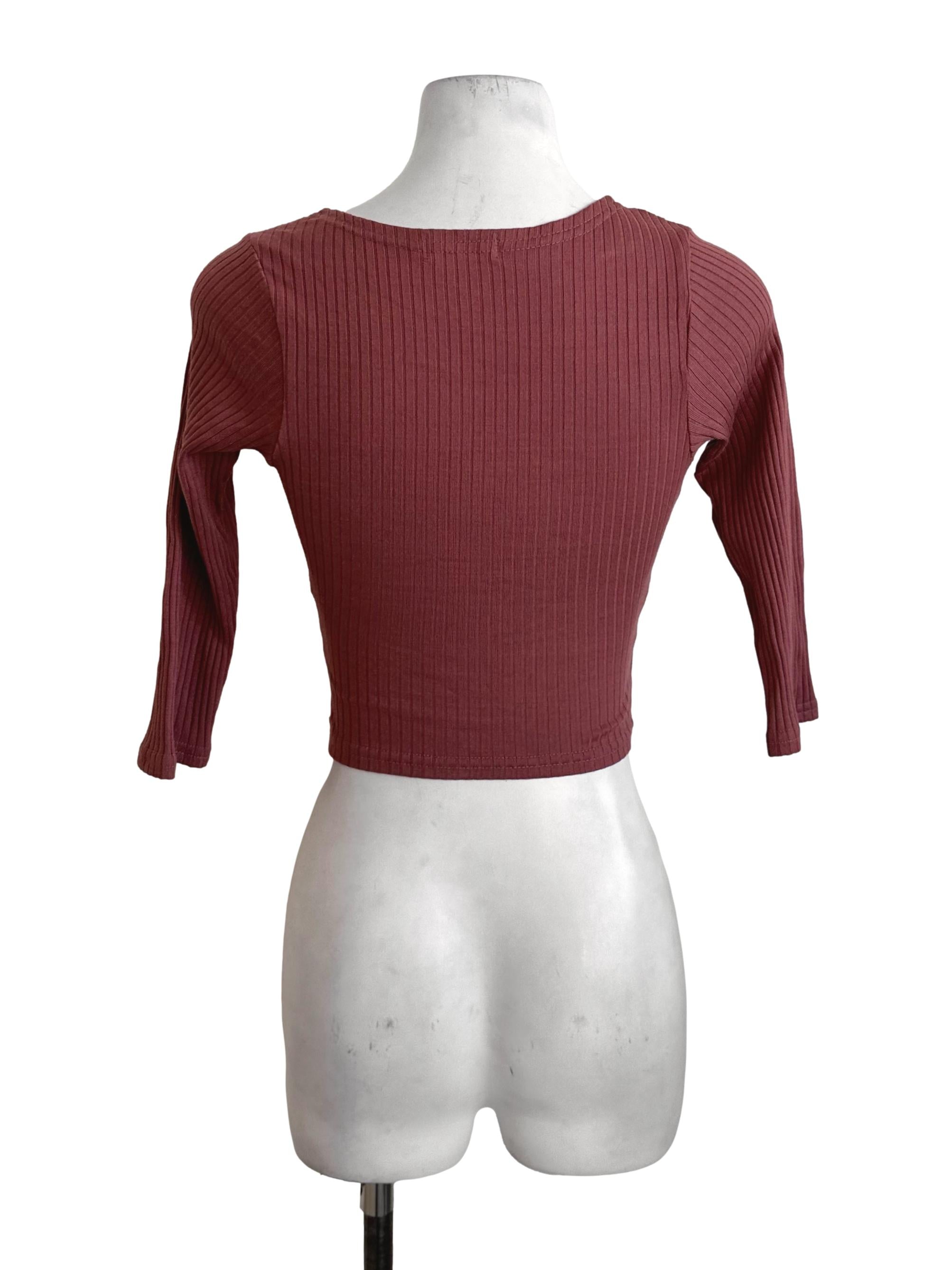 Coral Red V Neck Overlap Knit Top