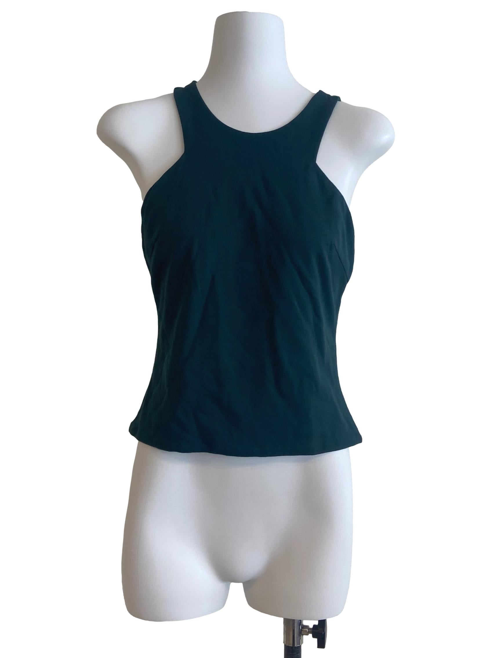 Emerald Green Sleeveless Jewel Neck Top