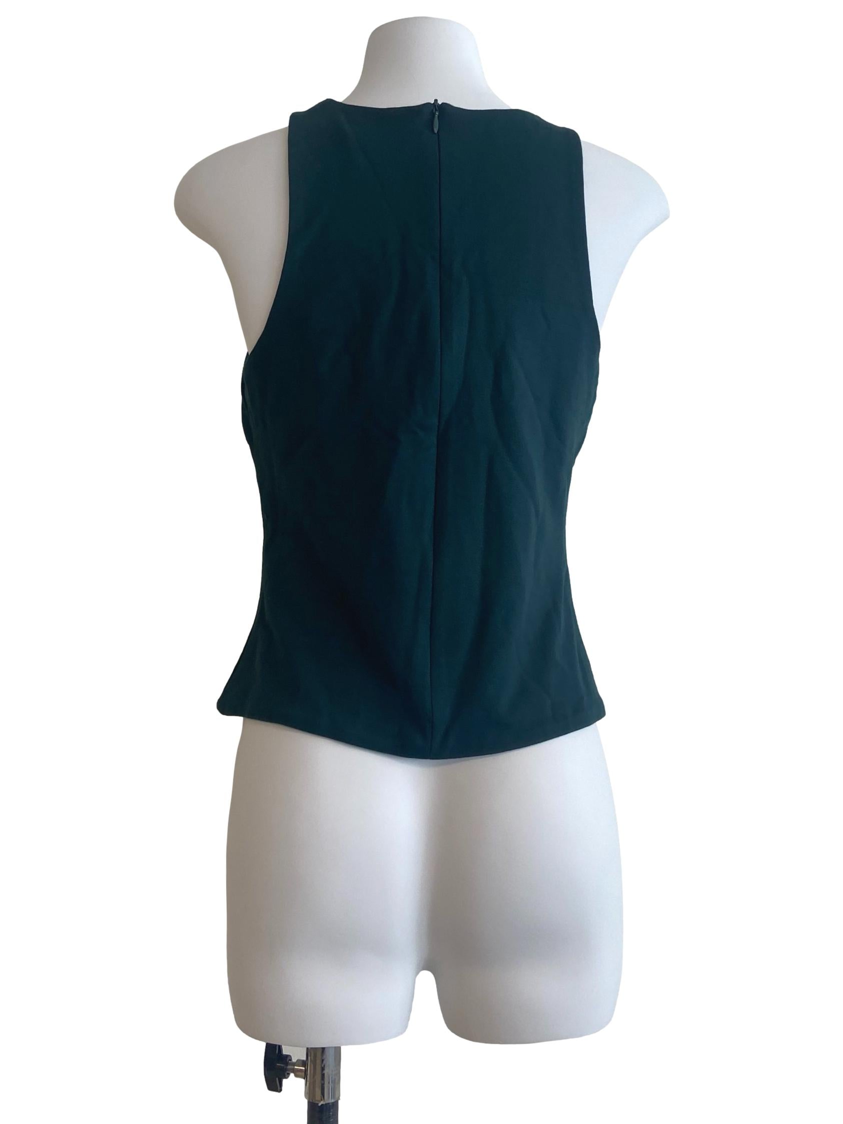 Emerald Green Sleeveless Jewel Neck Top