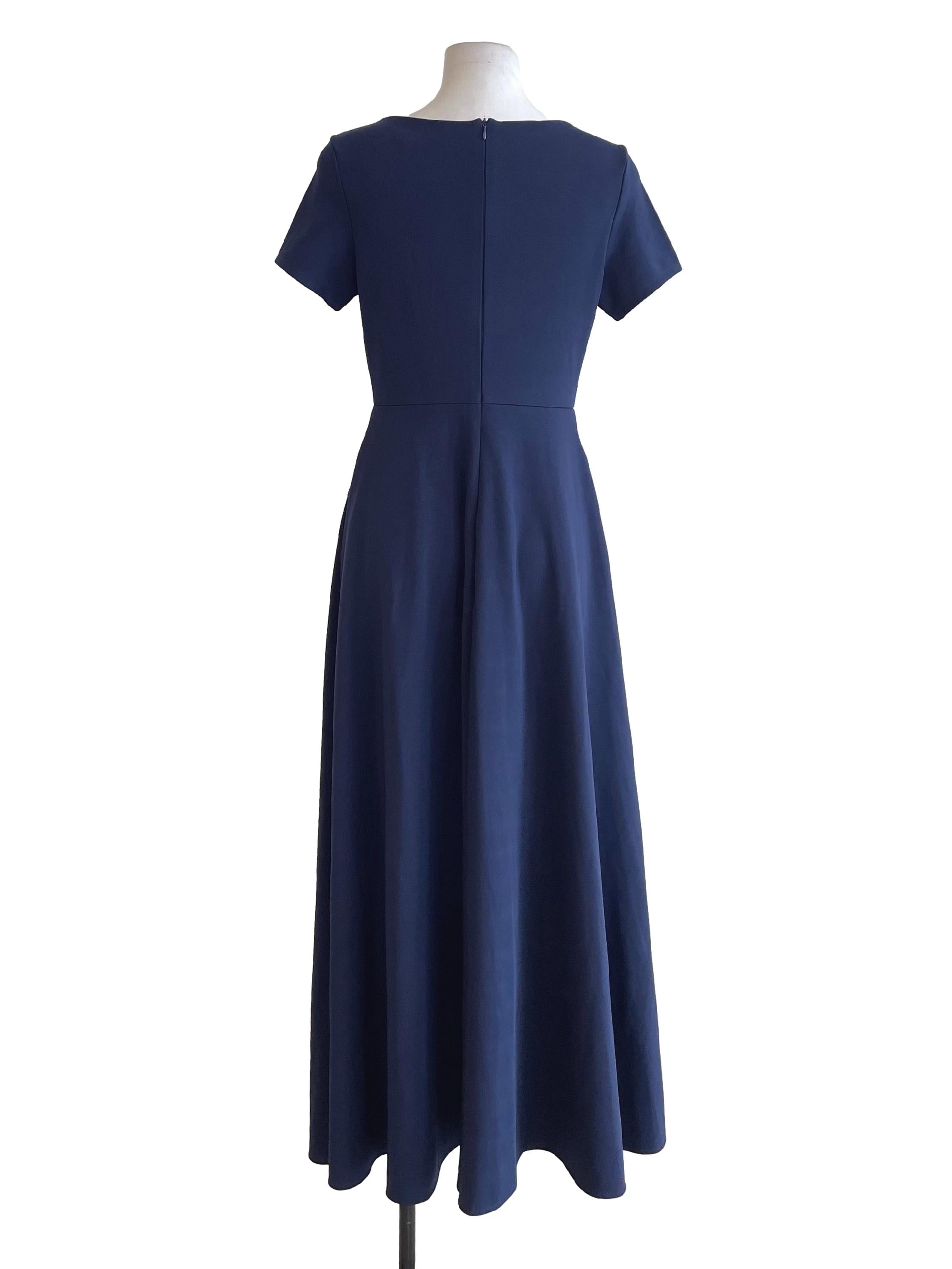 Navy Boat Neck Twirl Dress