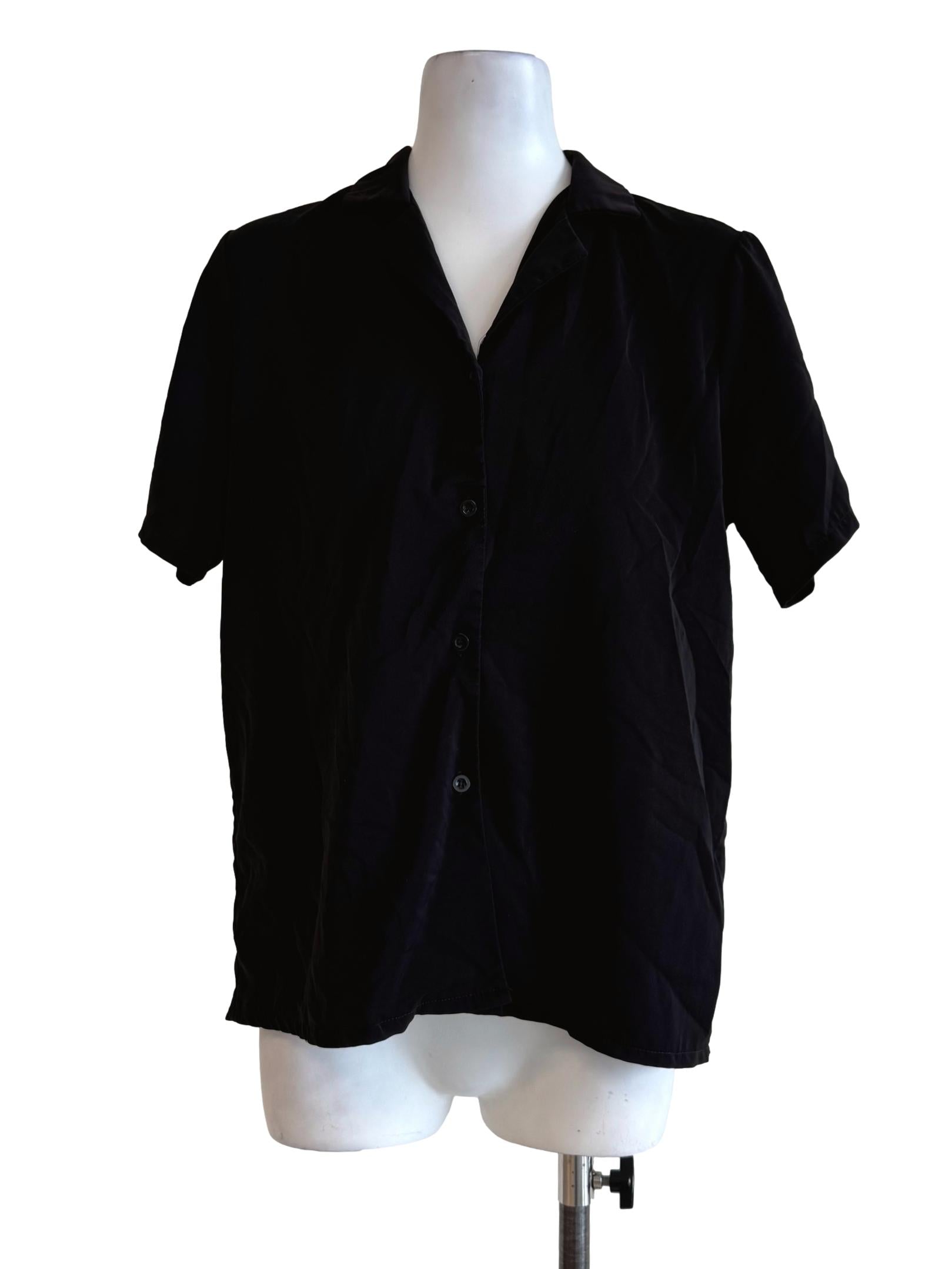 Shiny Black Short Sleeve Shirt