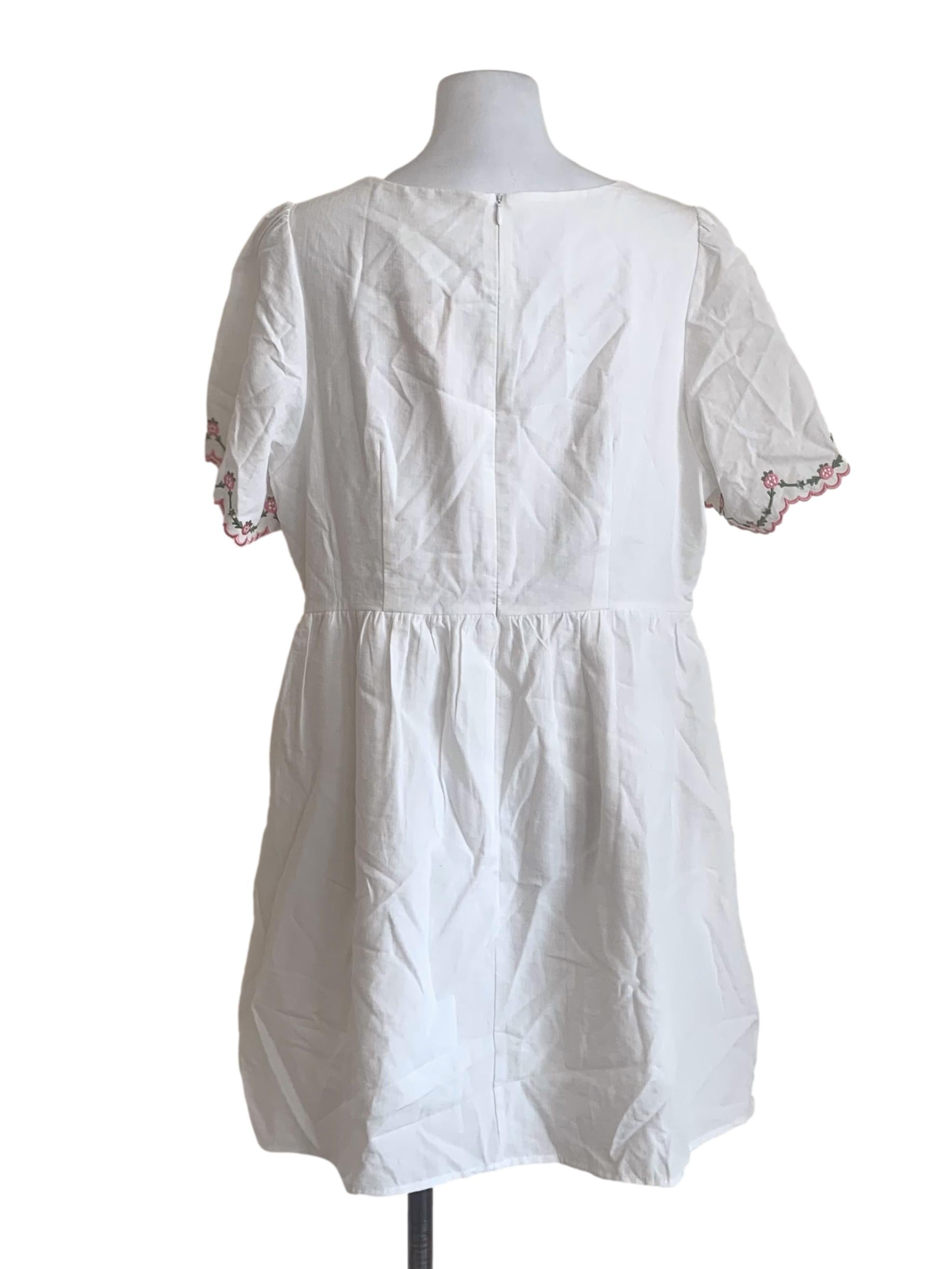 Cotton White Square Neck Dress