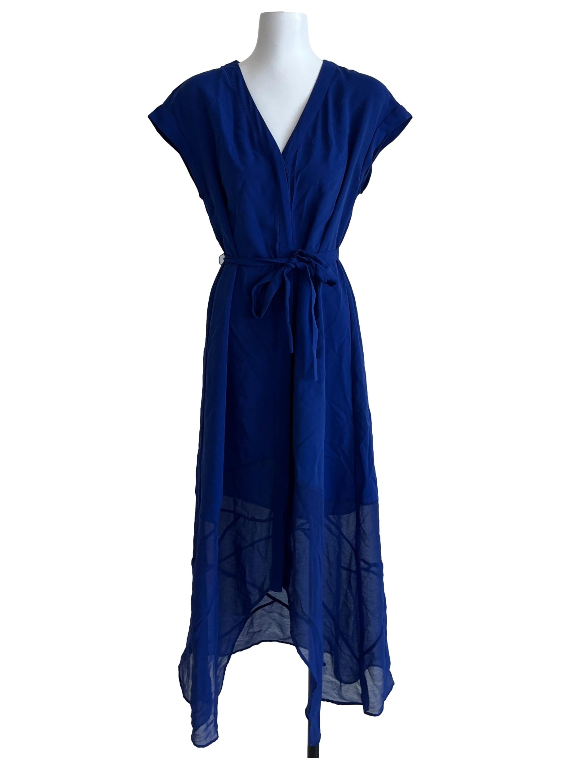 Cobalt Blue V-Neck A-Line Dress